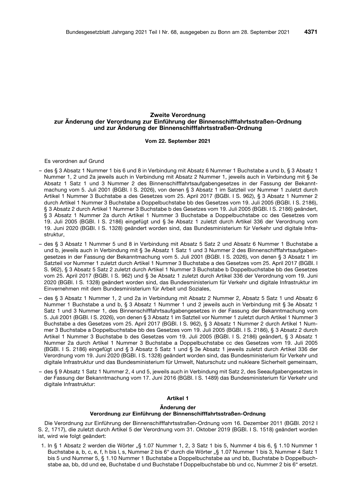 BGBl. 2021, Seite 4371 — Originalseite als Abbildung