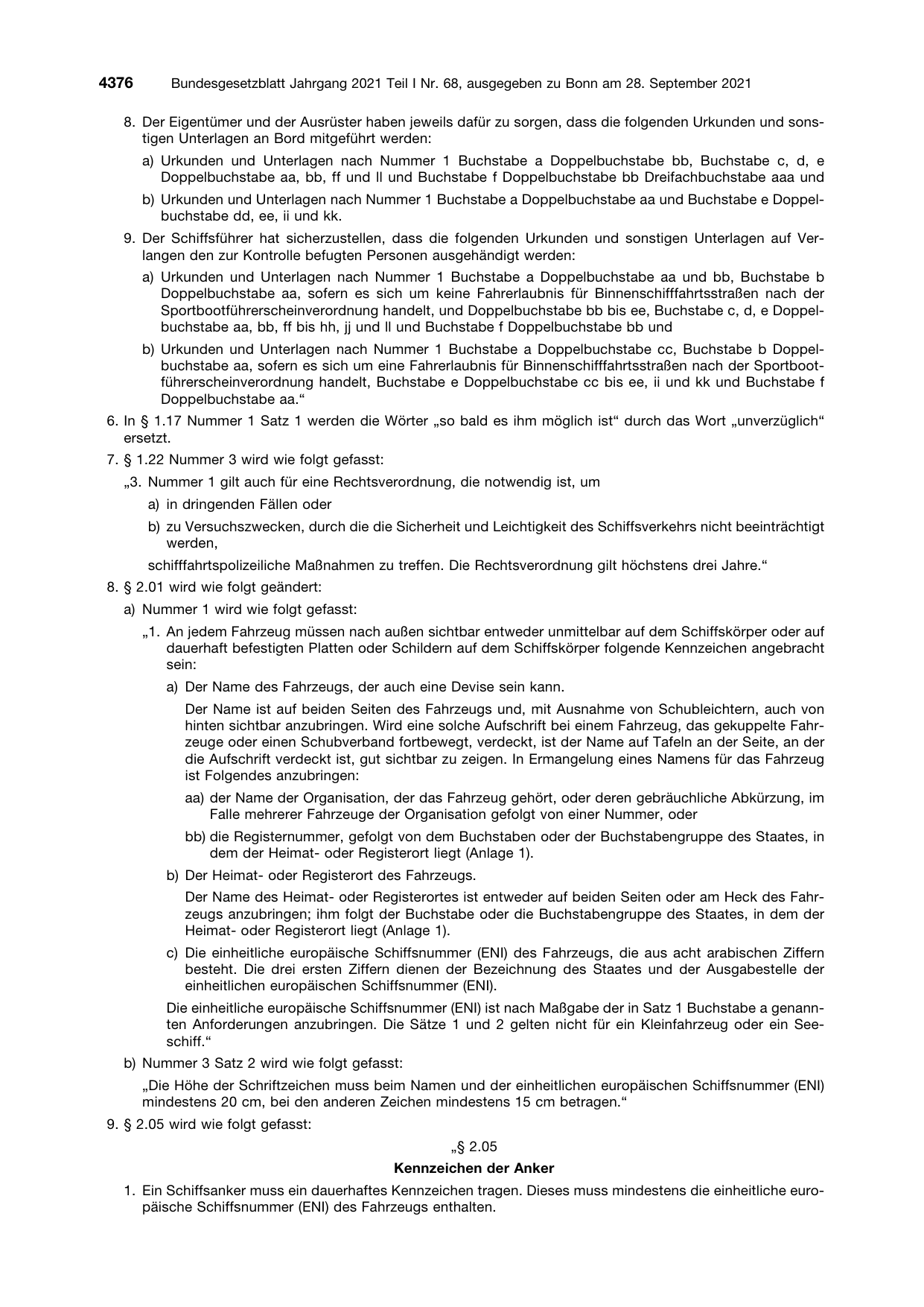 BGBl. 2021, Seite 4376 — Originalseite als Abbildung