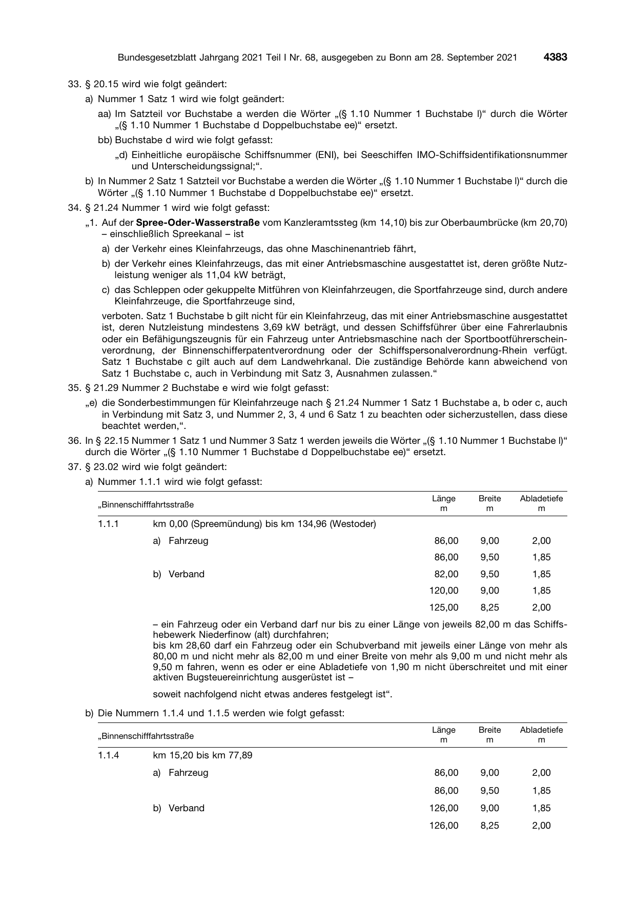 BGBl. 2021, Seite 4383 — Originalseite als Abbildung