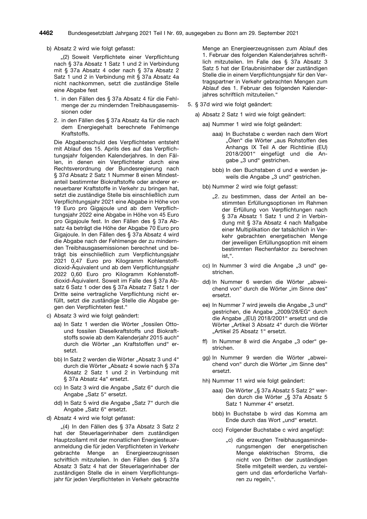 BGBl. 2021, Seite 4462 — Originalseite als Abbildung