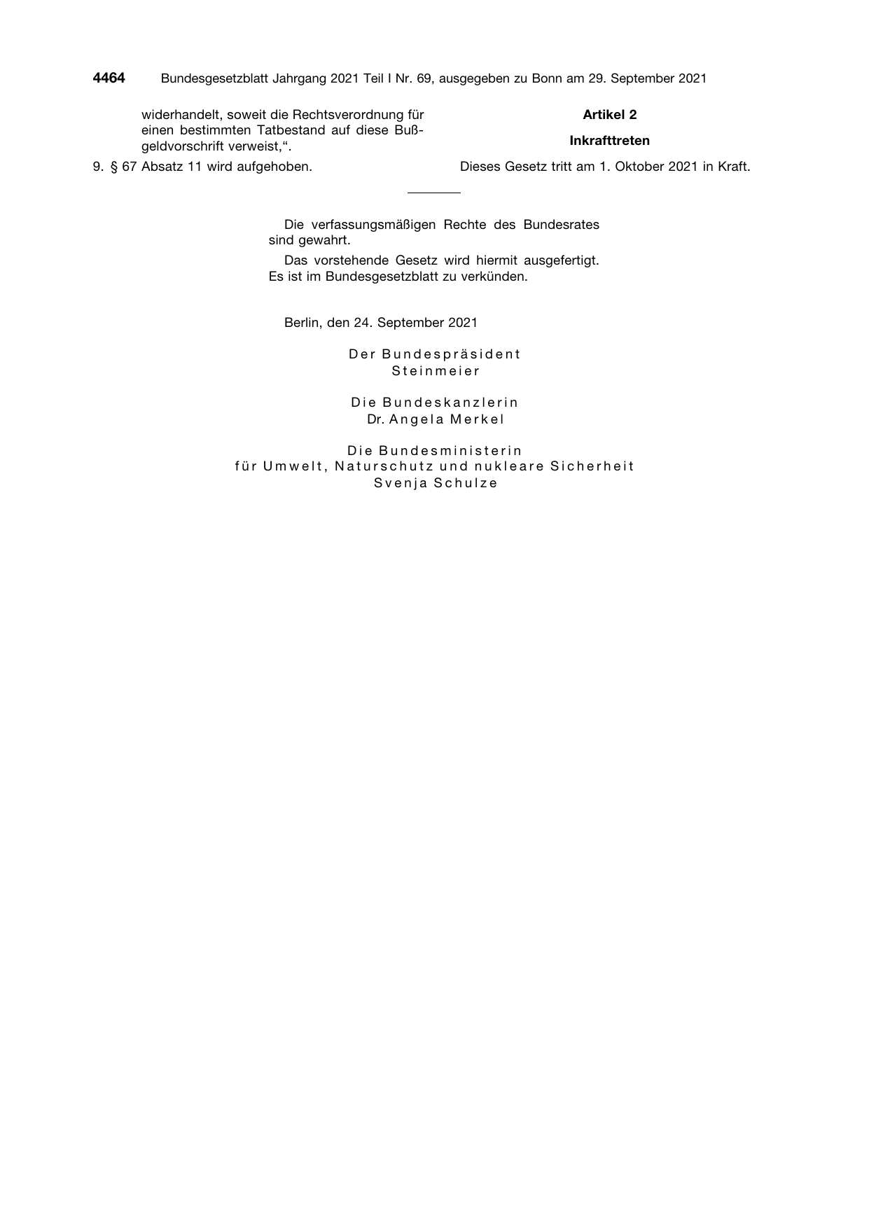 BGBl. 2021, Seite 4464 — Originalseite als Abbildung