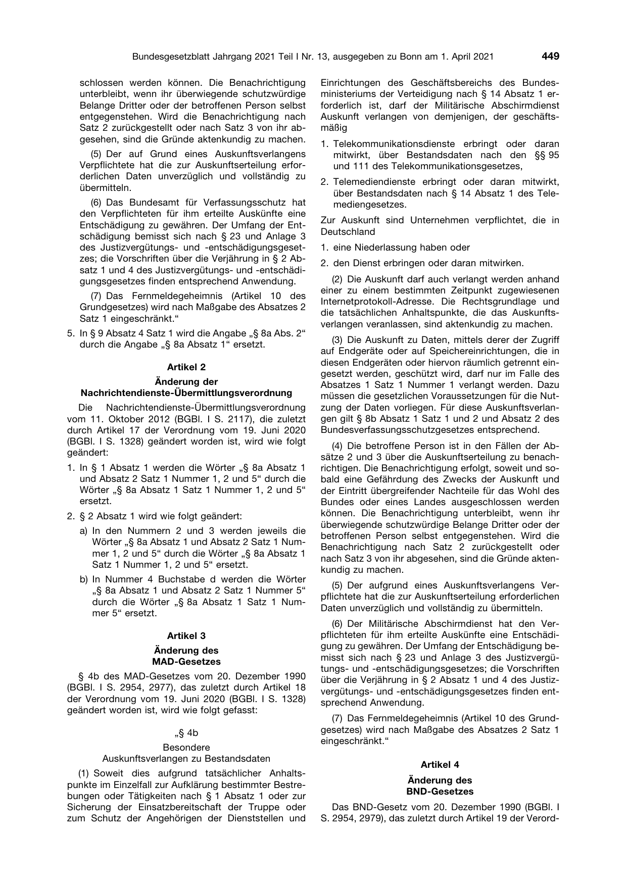 BGBl. 2021, Seite 449 — Originalseite als Abbildung