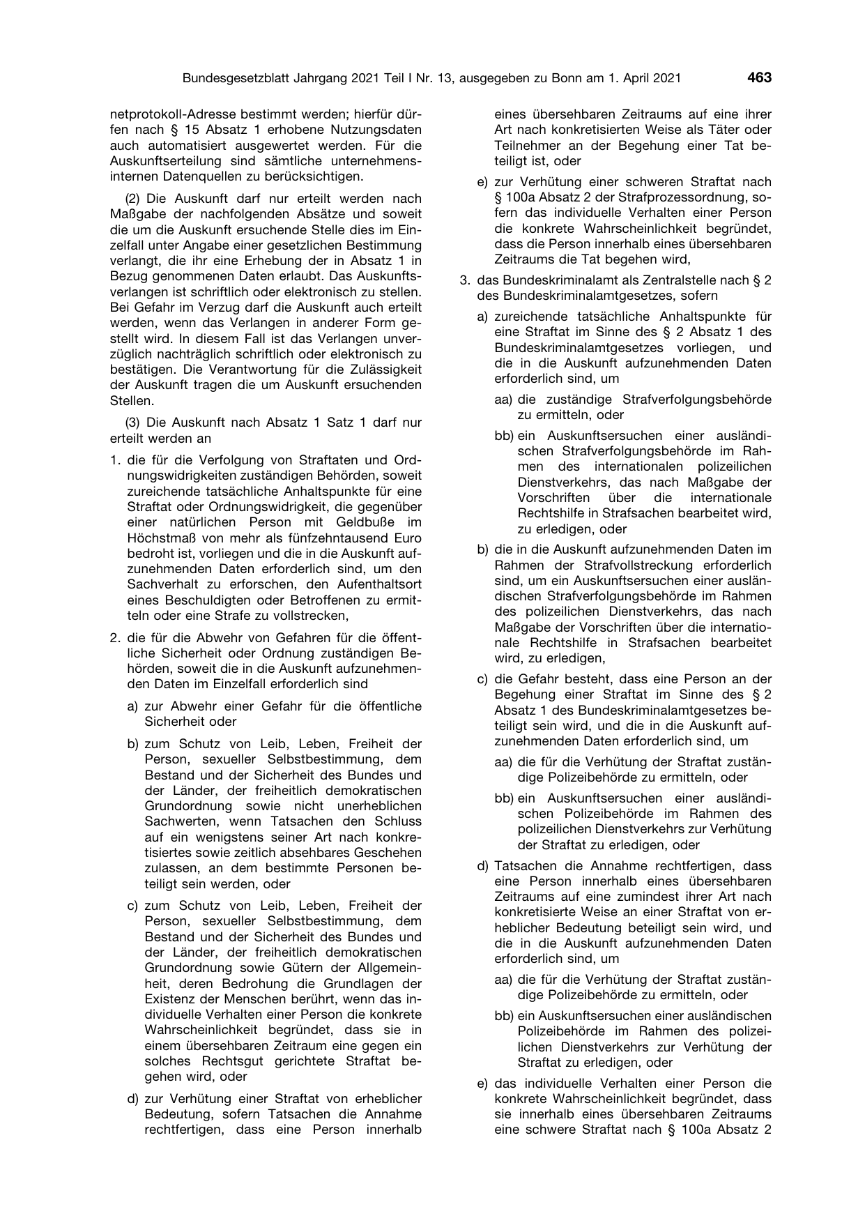 BGBl. 2021, Seite 463 — Originalseite als Abbildung