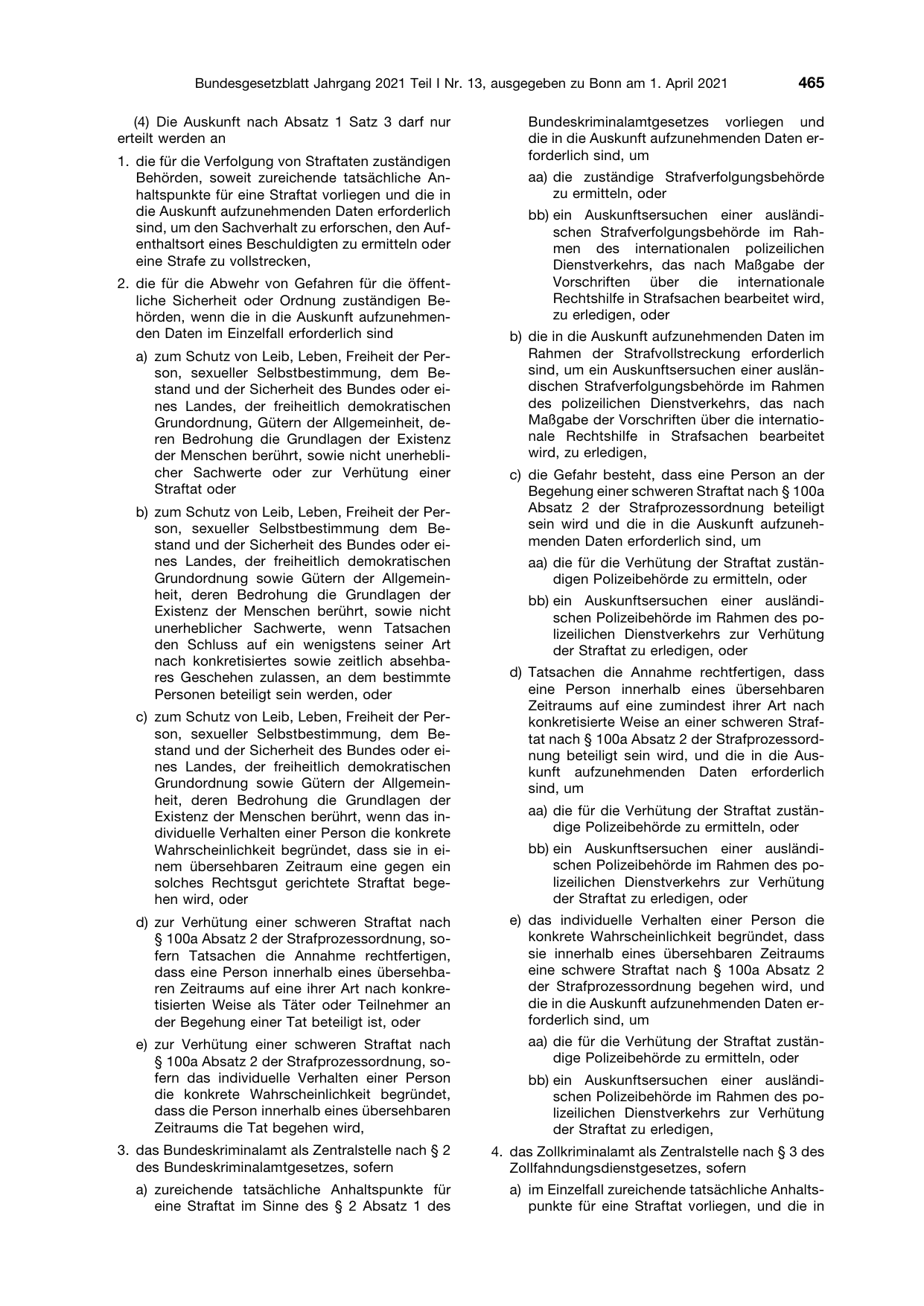 BGBl. 2021, Seite 465 — Originalseite als Abbildung