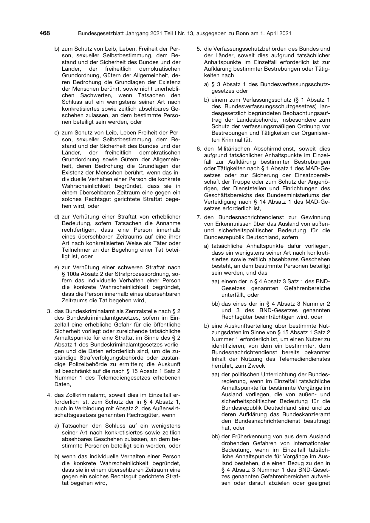 BGBl. 2021, Seite 468 — Originalseite als Abbildung