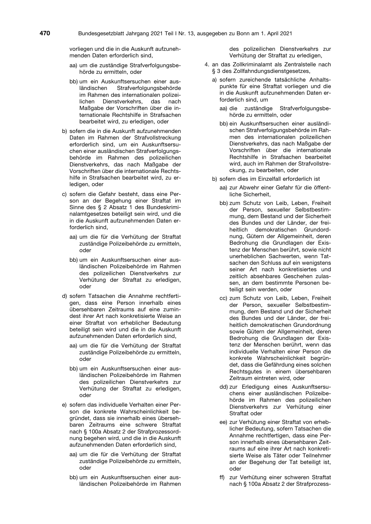 BGBl. 2021, Seite 470 — Originalseite als Abbildung