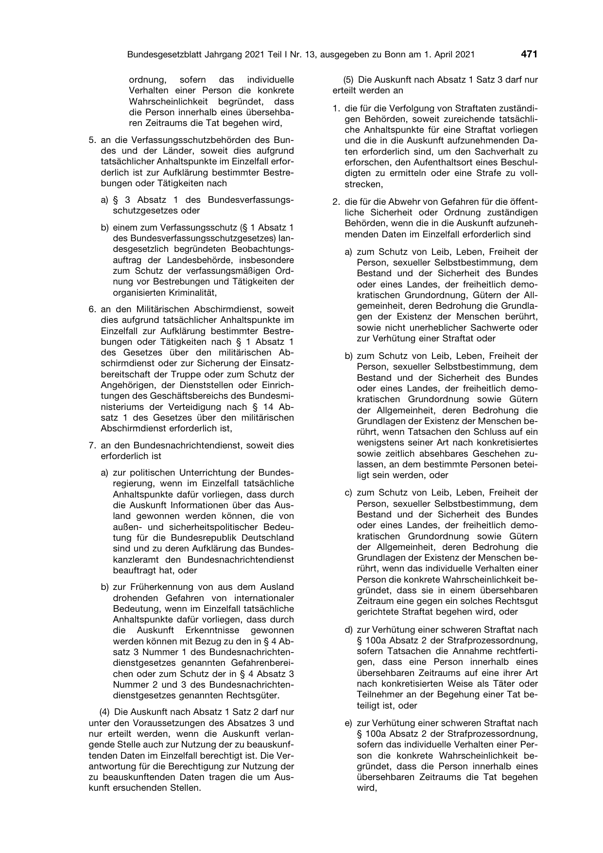 BGBl. 2021, Seite 471 — Originalseite als Abbildung