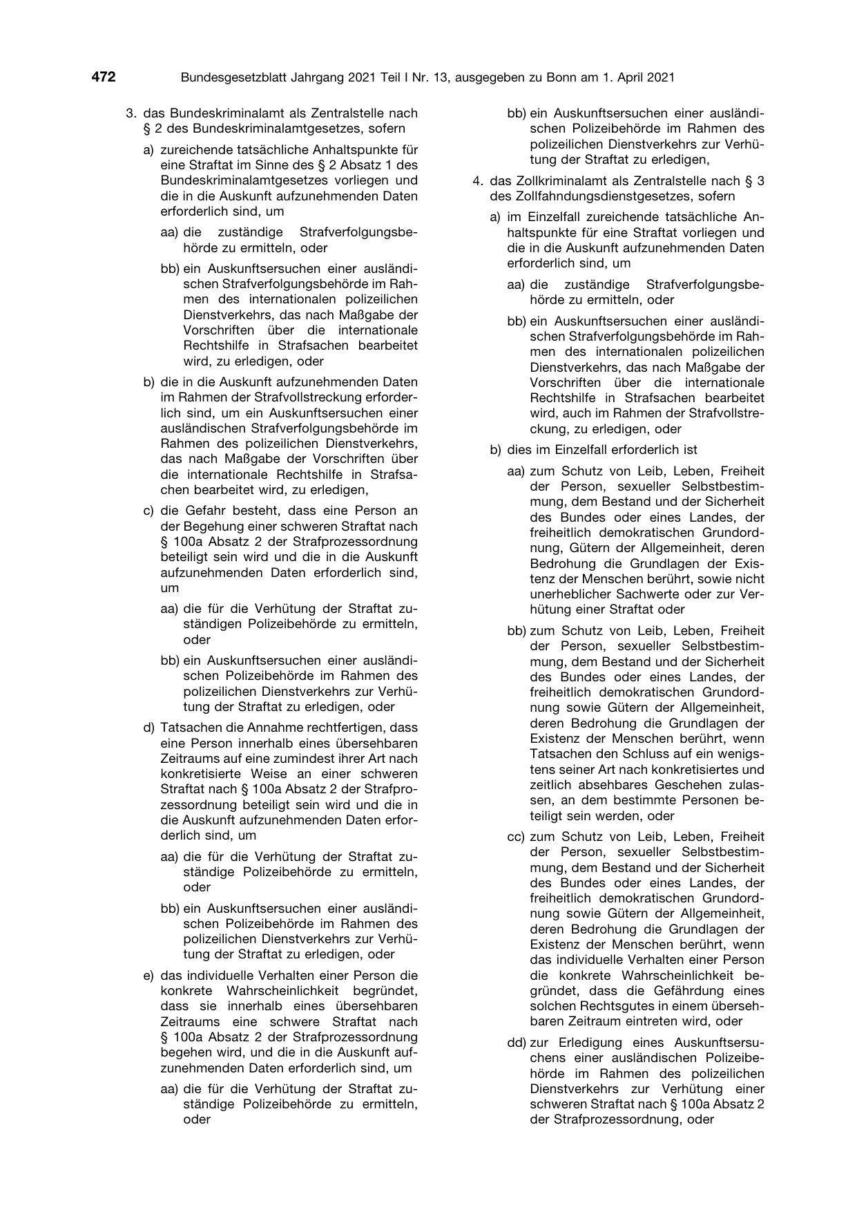 BGBl. 2021, Seite 472 — Originalseite als Abbildung
