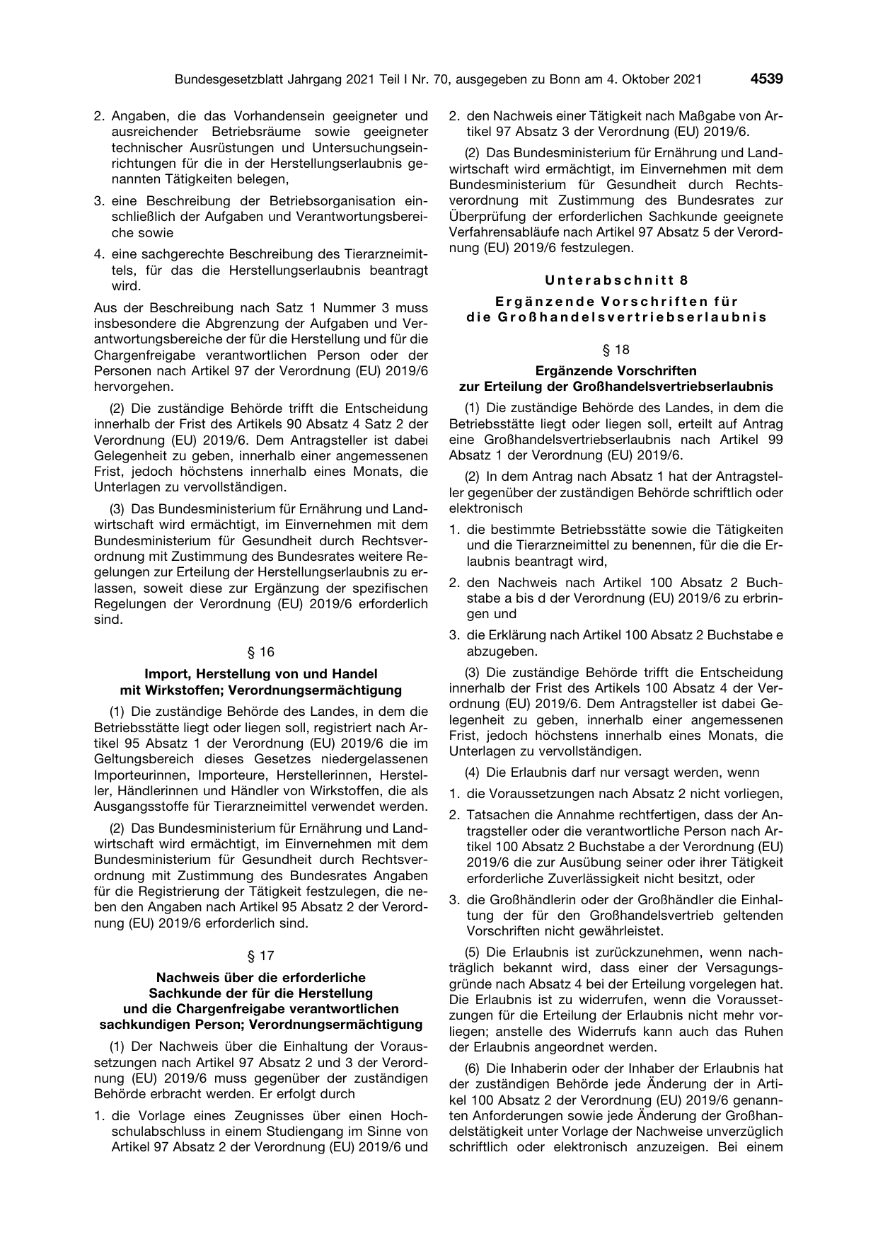 BGBl. 2021, Seite 4539 — Originalseite als Abbildung