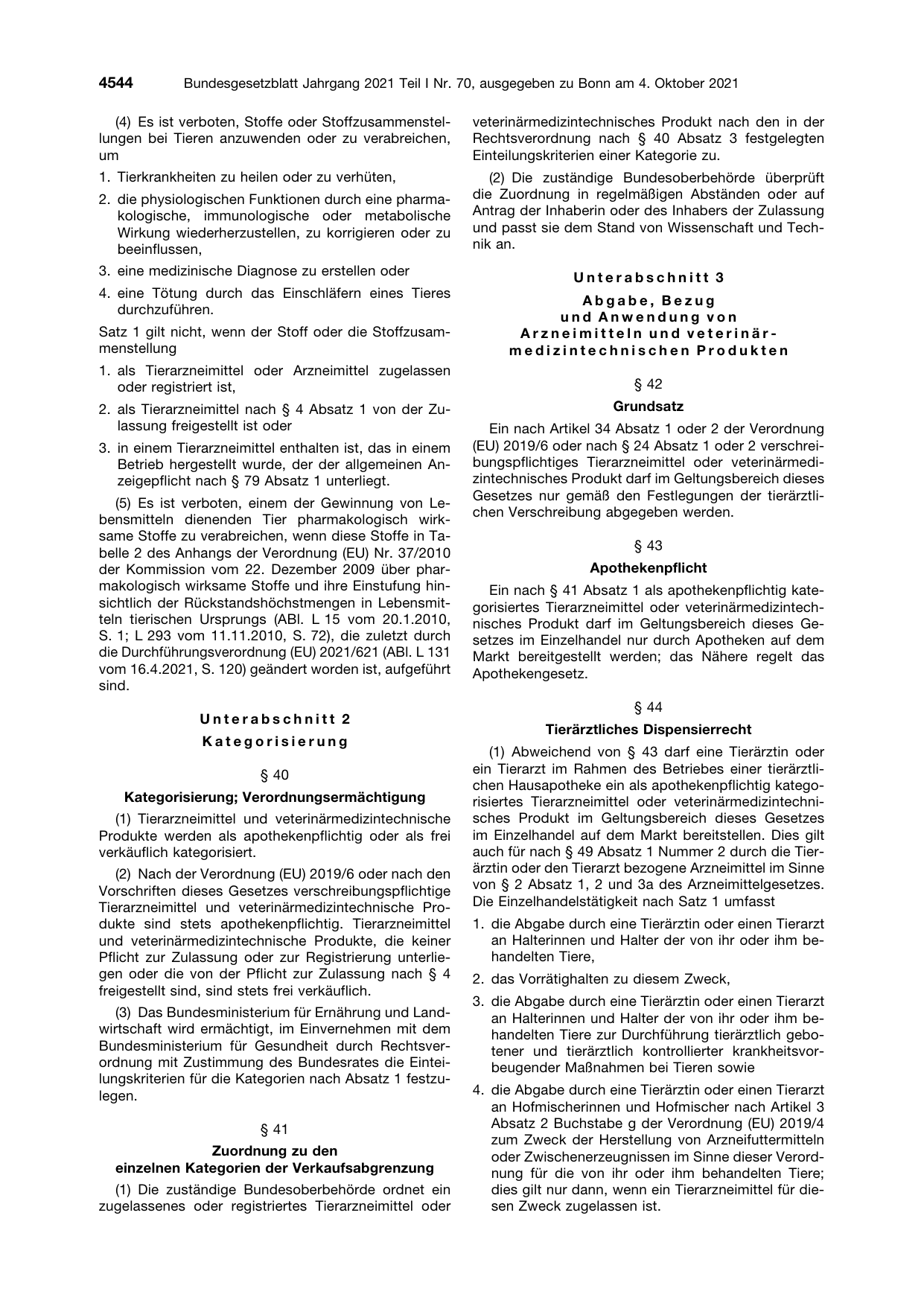BGBl. 2021, Seite 4544 — Originalseite als Abbildung