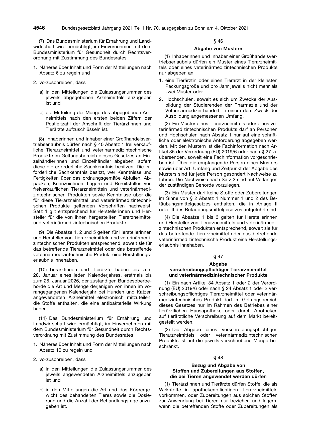 BGBl. 2021, Seite 4546 — Originalseite als Abbildung