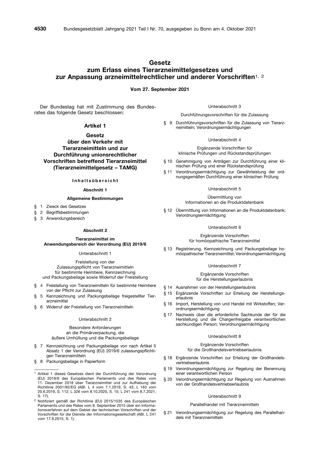 BGBl. 2021, Seite 4530 — Originalseite als Abbildung