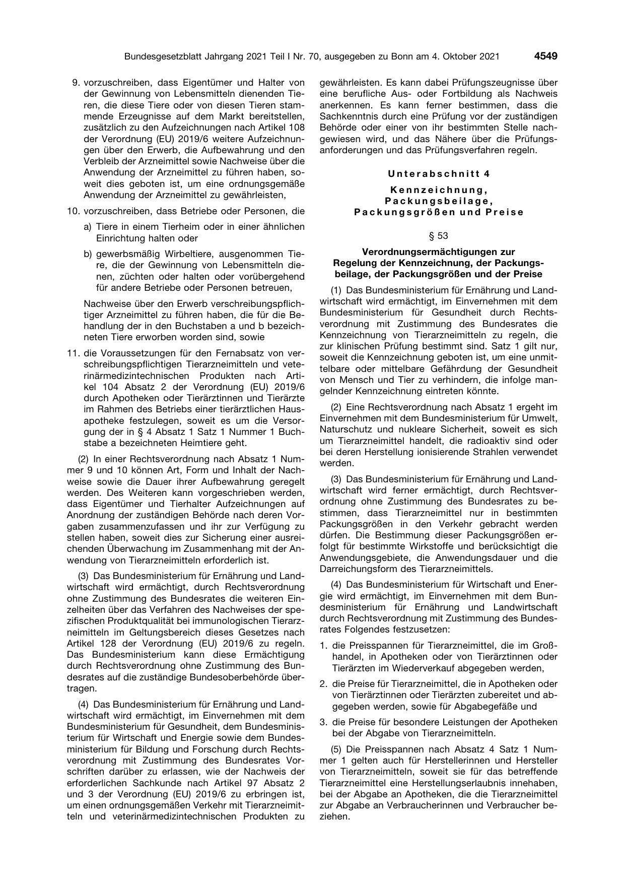 BGBl. 2021, Seite 4549 — Originalseite als Abbildung