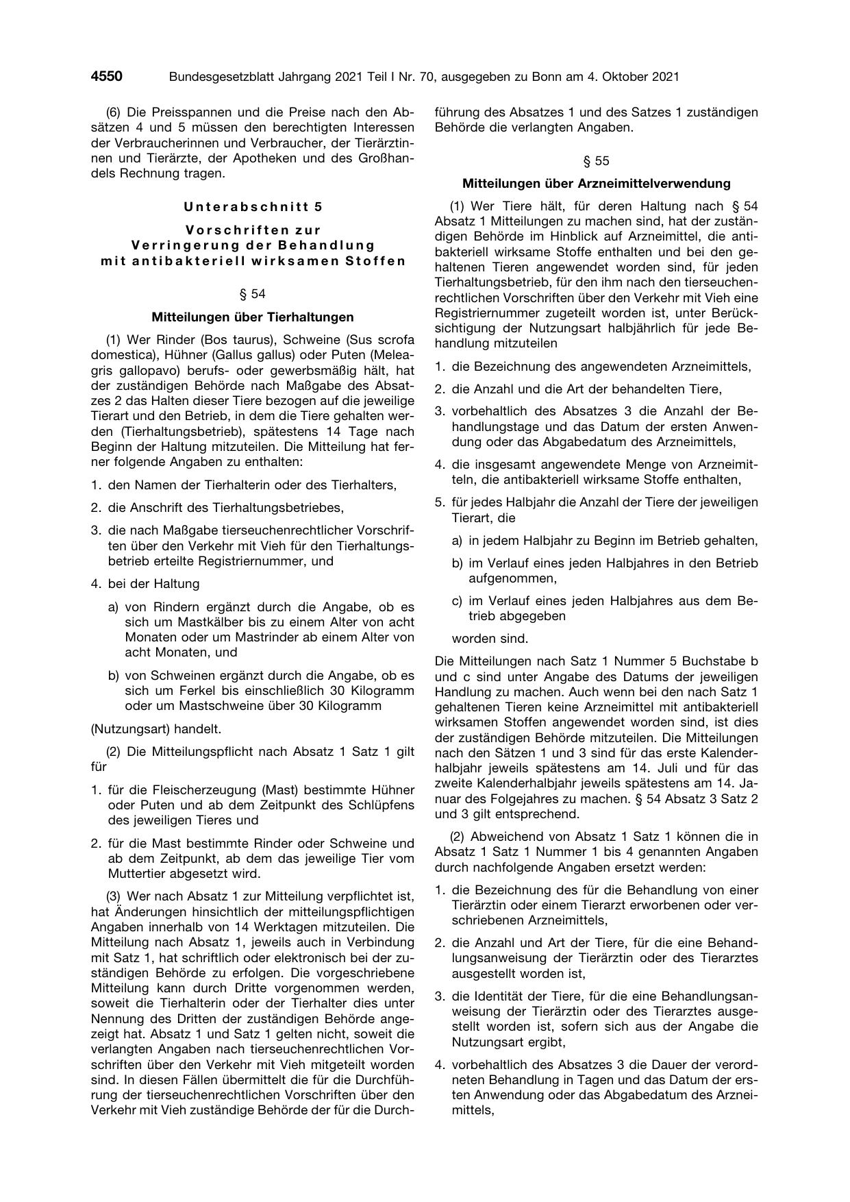 BGBl. 2021, Seite 4550 — Originalseite als Abbildung