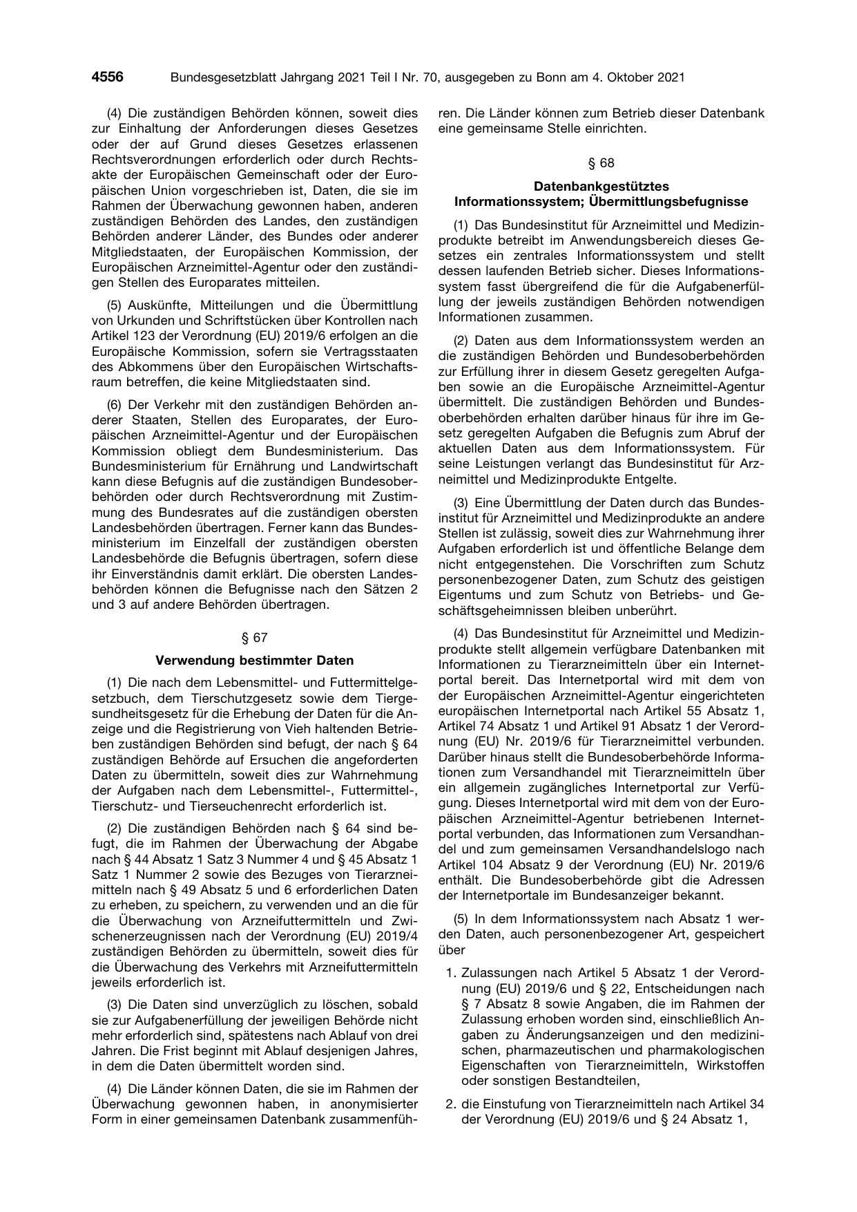 BGBl. 2021, Seite 4556 — Originalseite als Abbildung