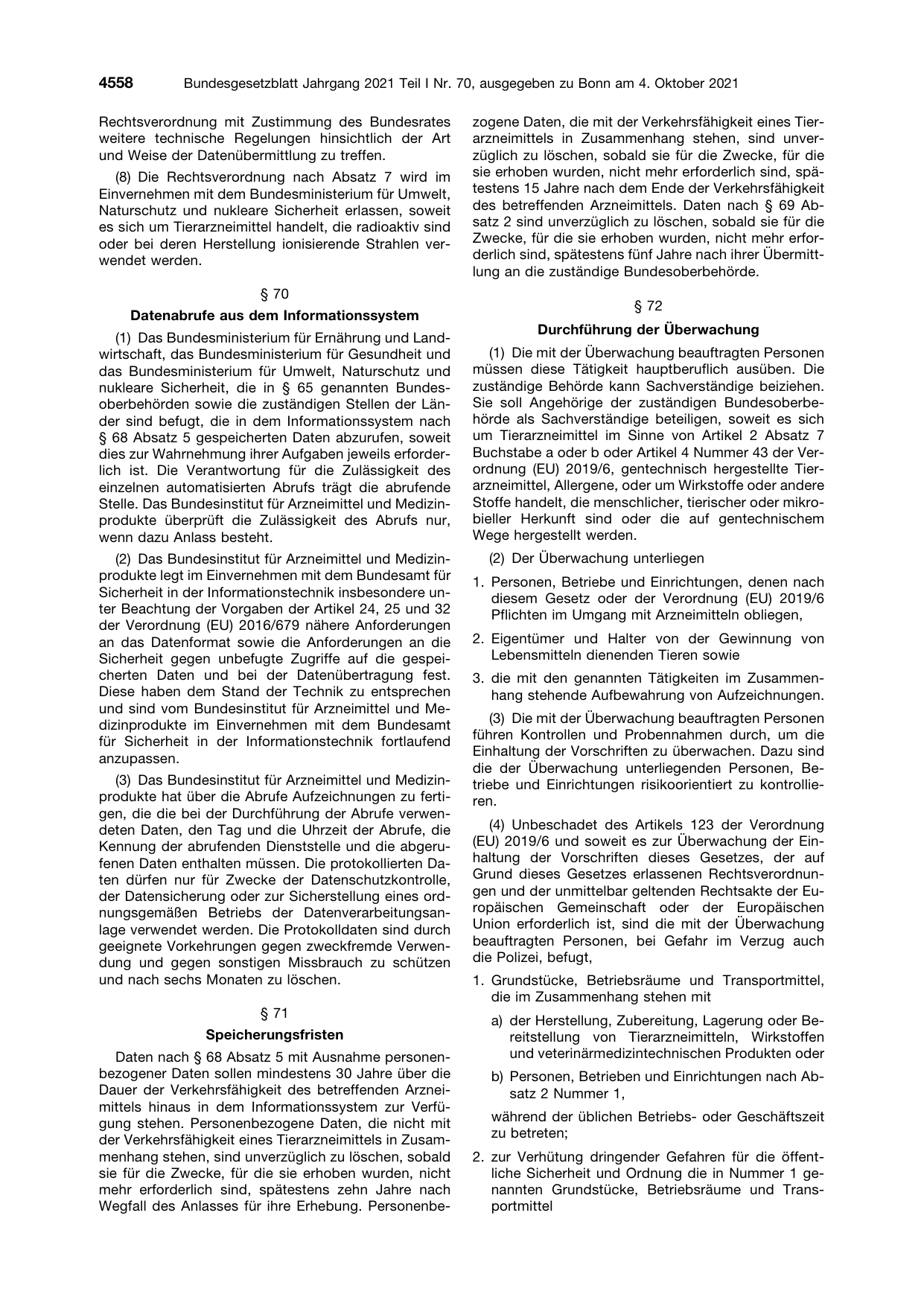 BGBl. 2021, Seite 4558 — Originalseite als Abbildung