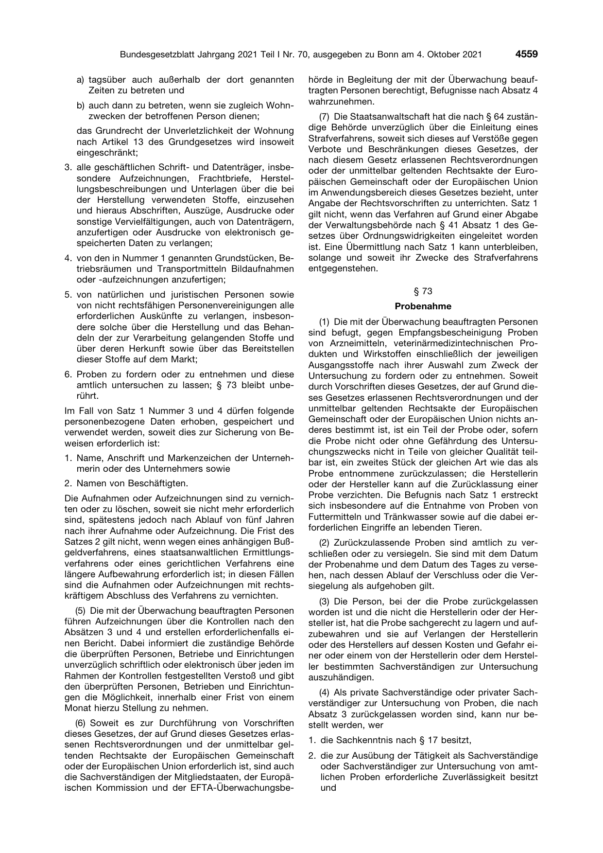 BGBl. 2021, Seite 4559 — Originalseite als Abbildung