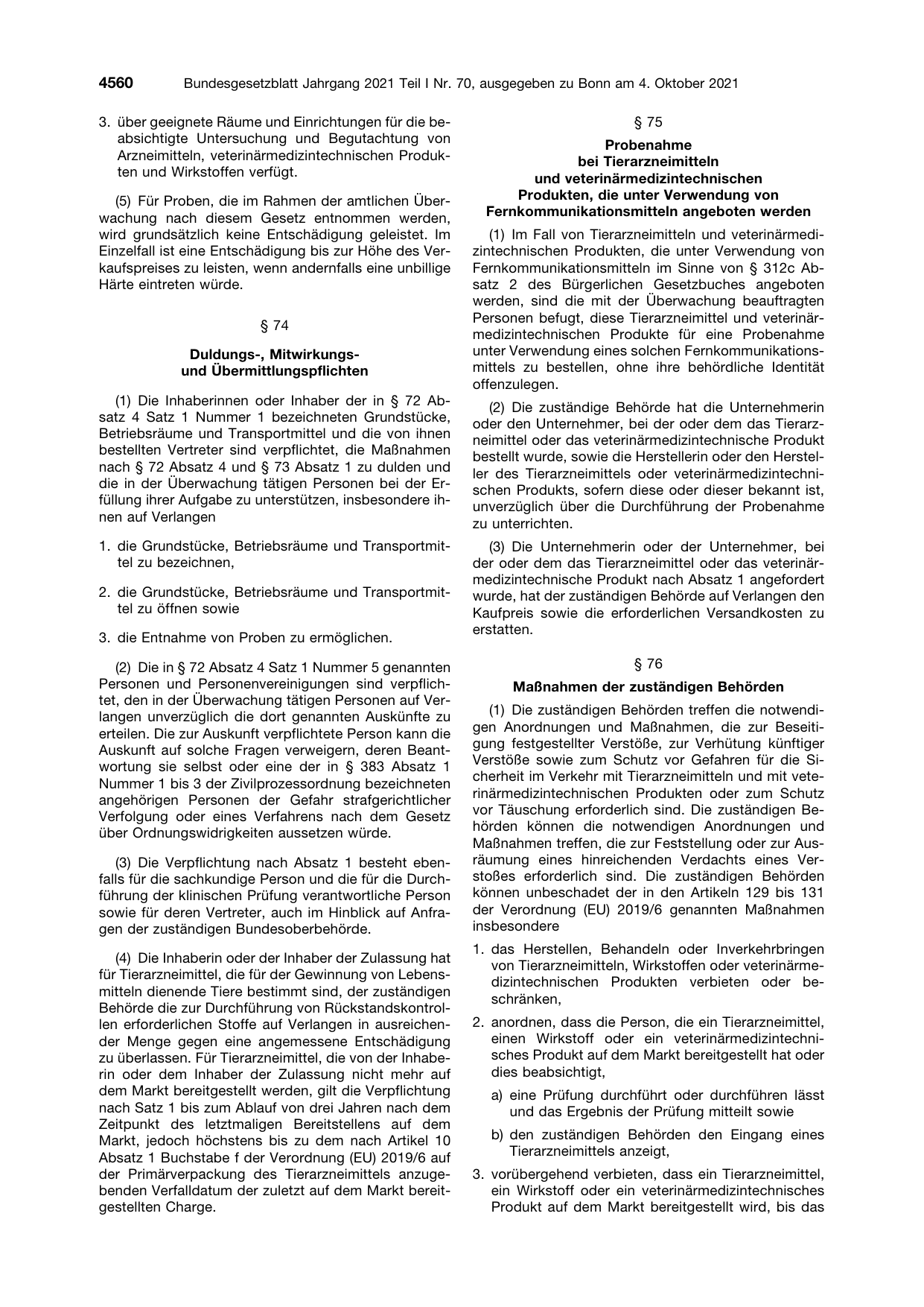 BGBl. 2021, Seite 4560 — Originalseite als Abbildung