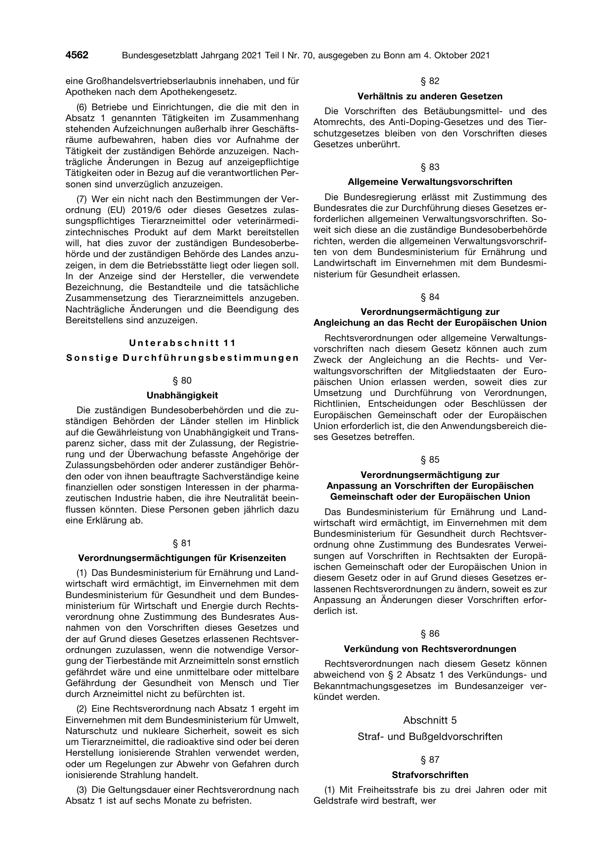 BGBl. 2021, Seite 4562 — Originalseite als Abbildung