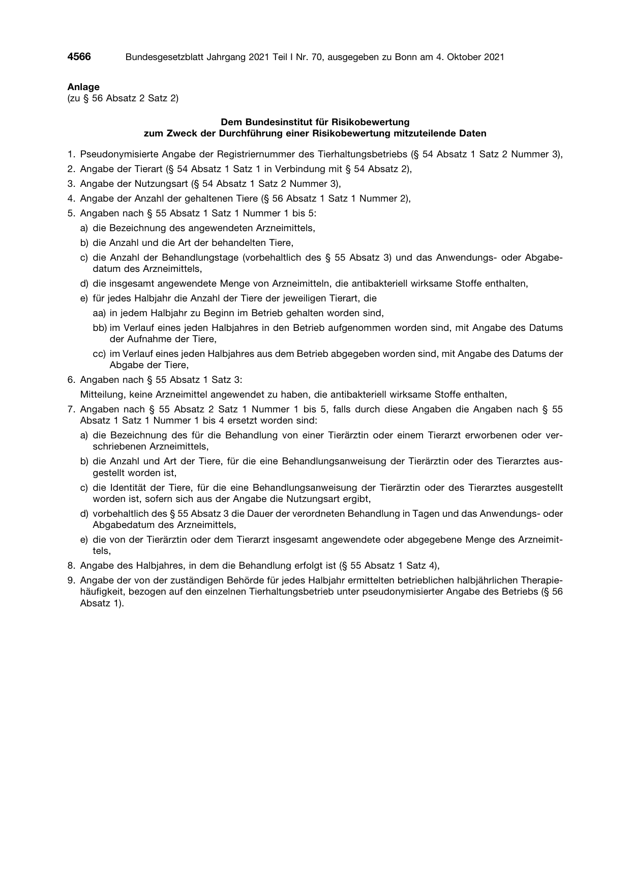 BGBl. 2021, Seite 4566 — Originalseite als Abbildung