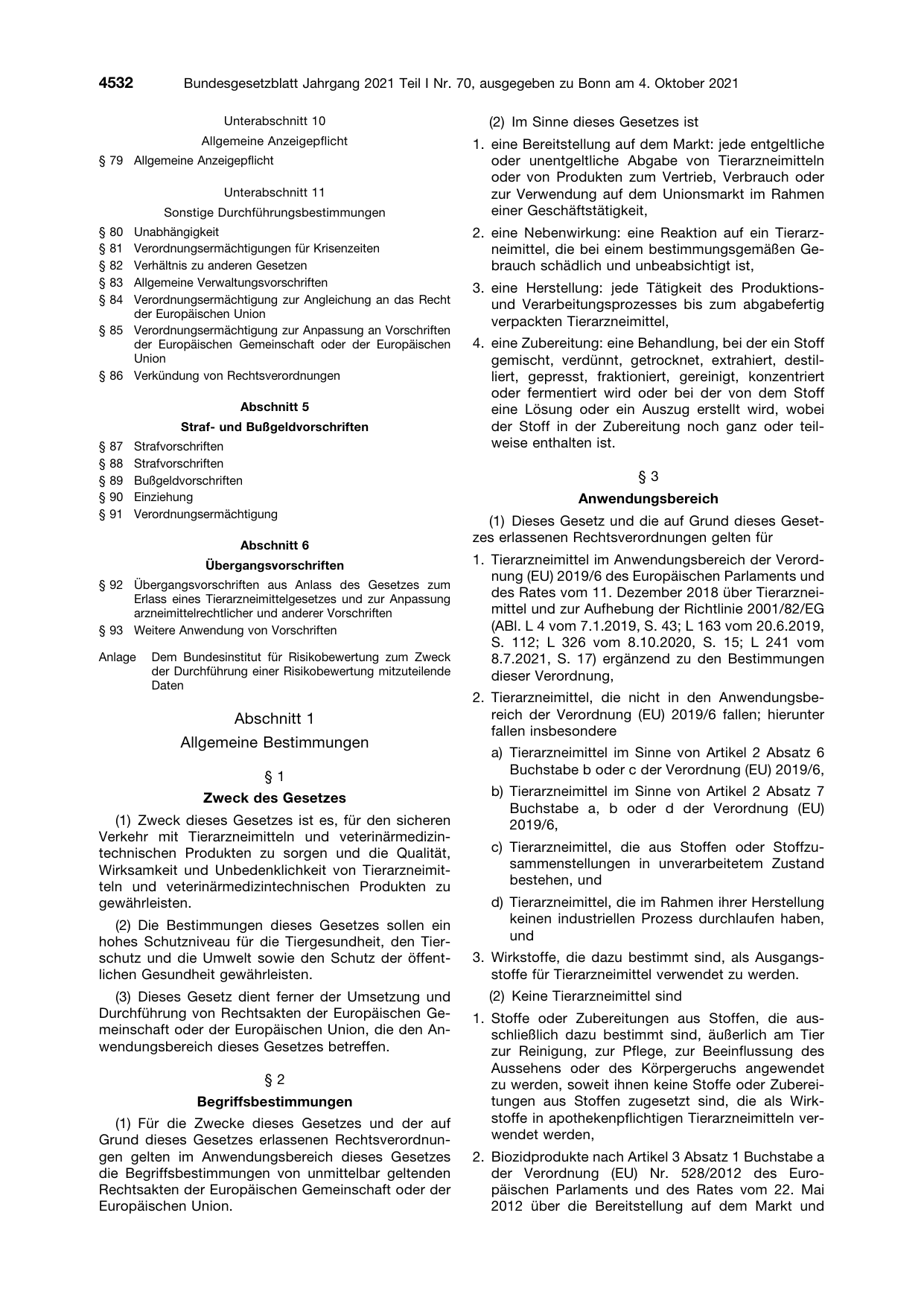 BGBl. 2021, Seite 4532 — Originalseite als Abbildung