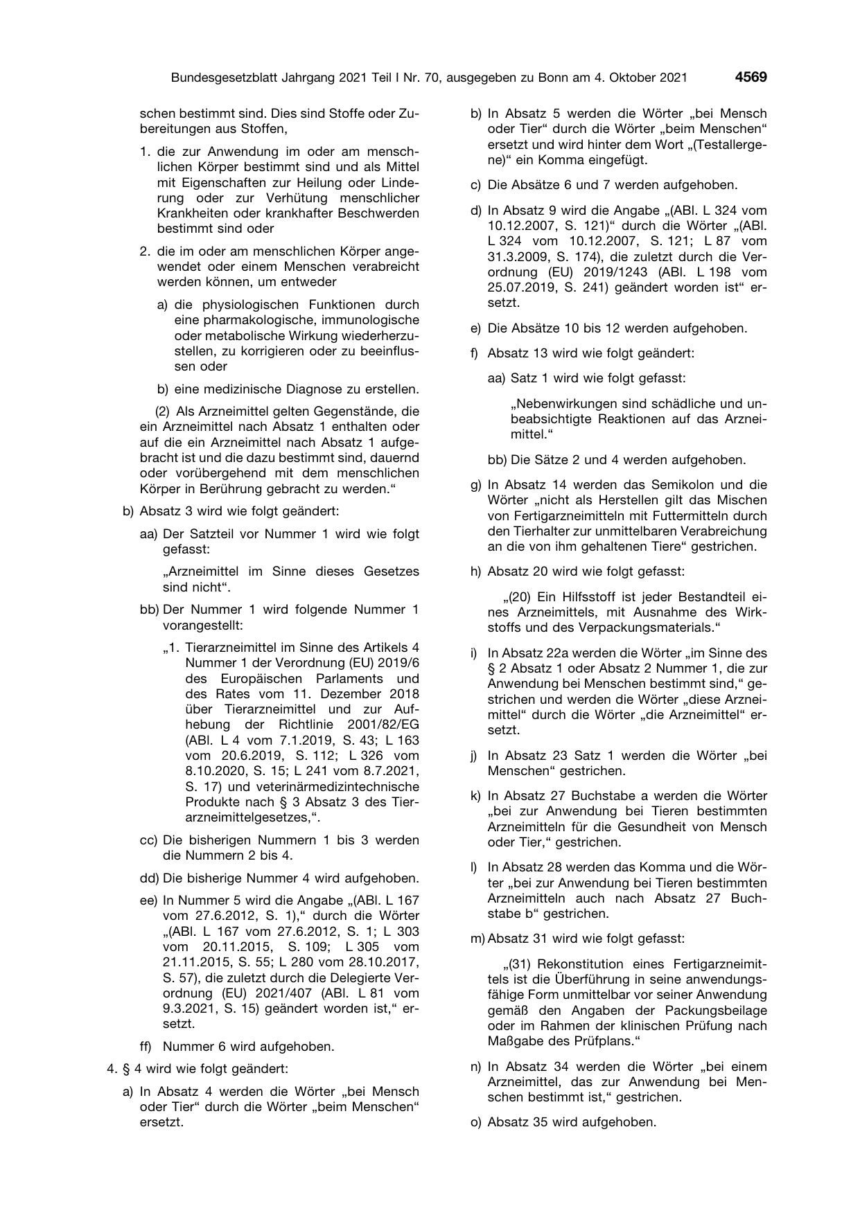 BGBl. 2021, Seite 4569 — Originalseite als Abbildung