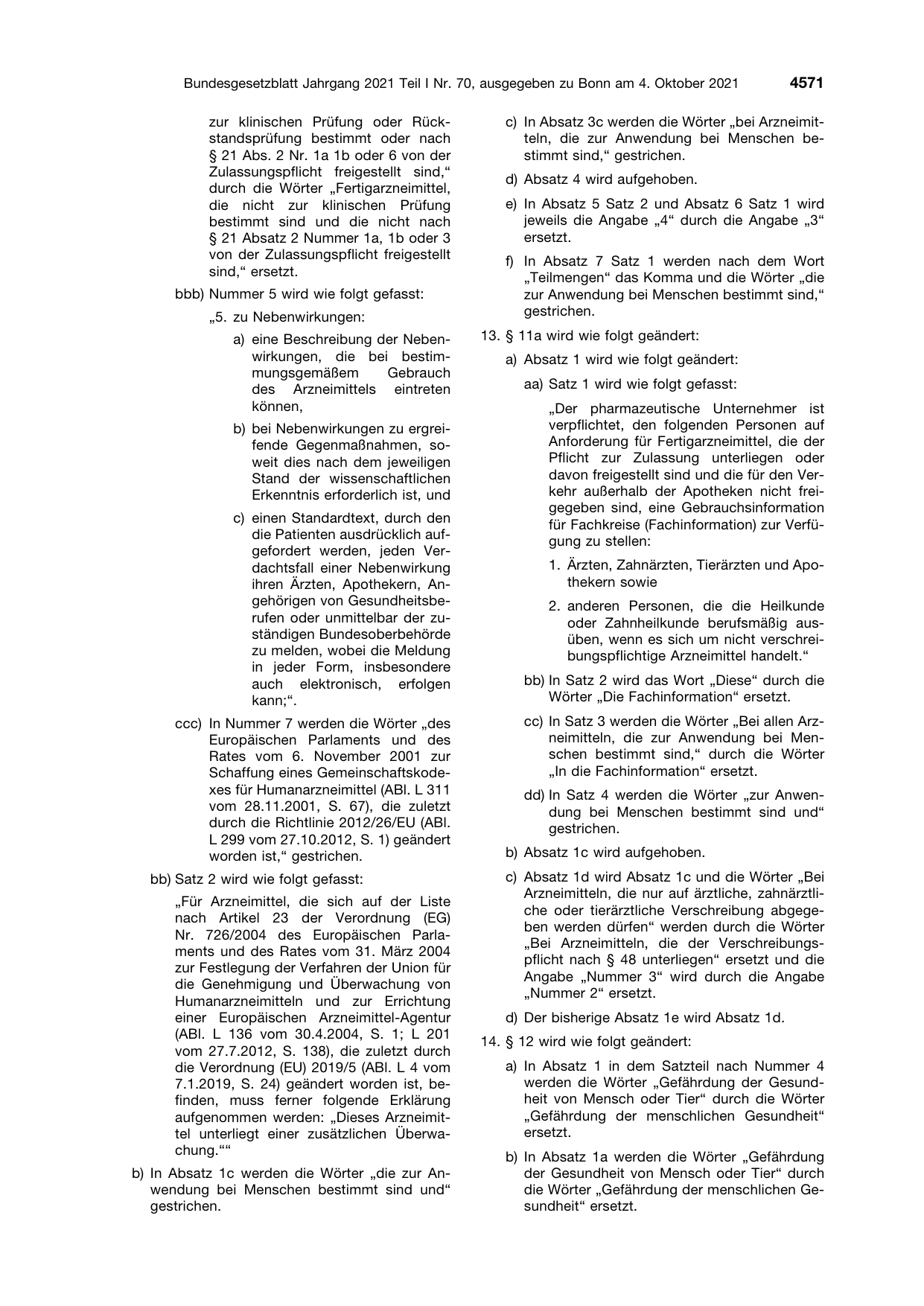 BGBl. 2021, Seite 4571 — Originalseite als Abbildung