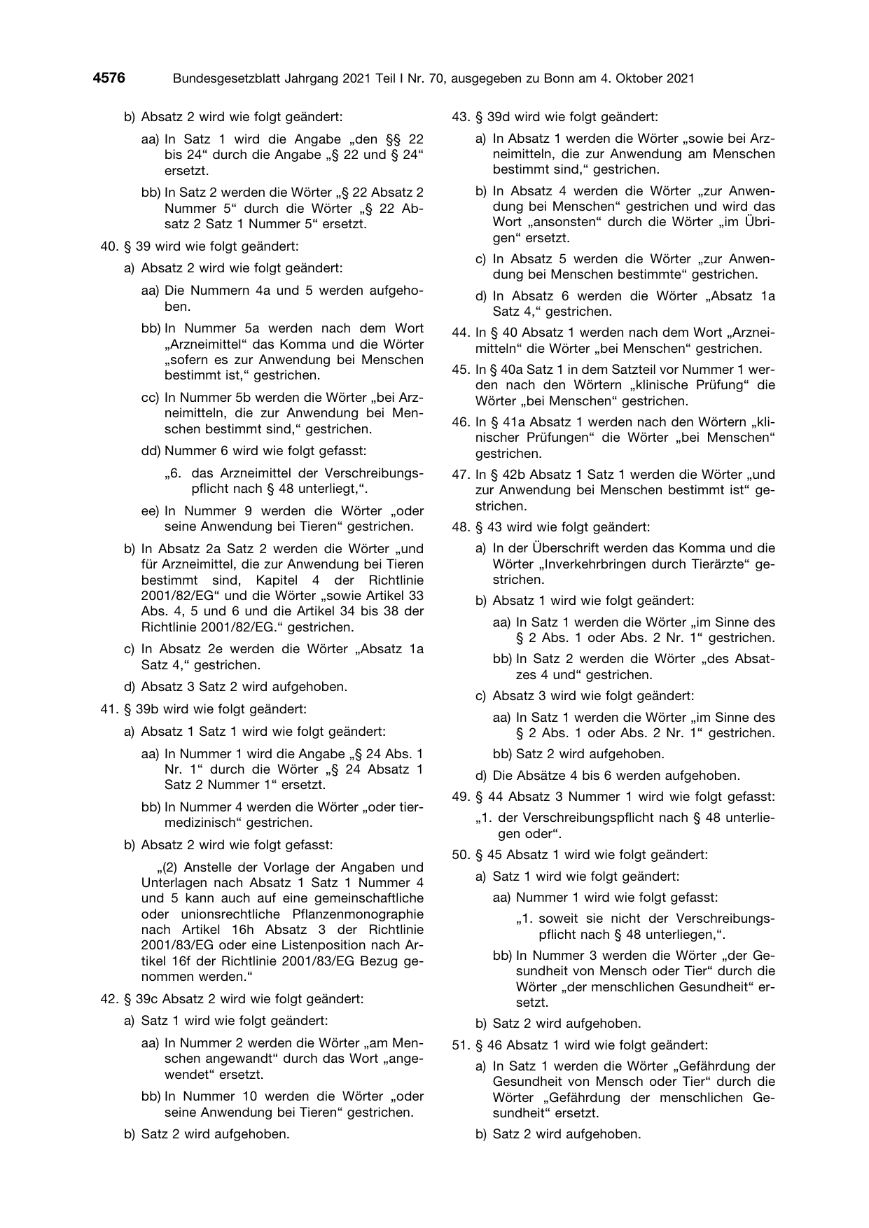 BGBl. 2021, Seite 4576 — Originalseite als Abbildung