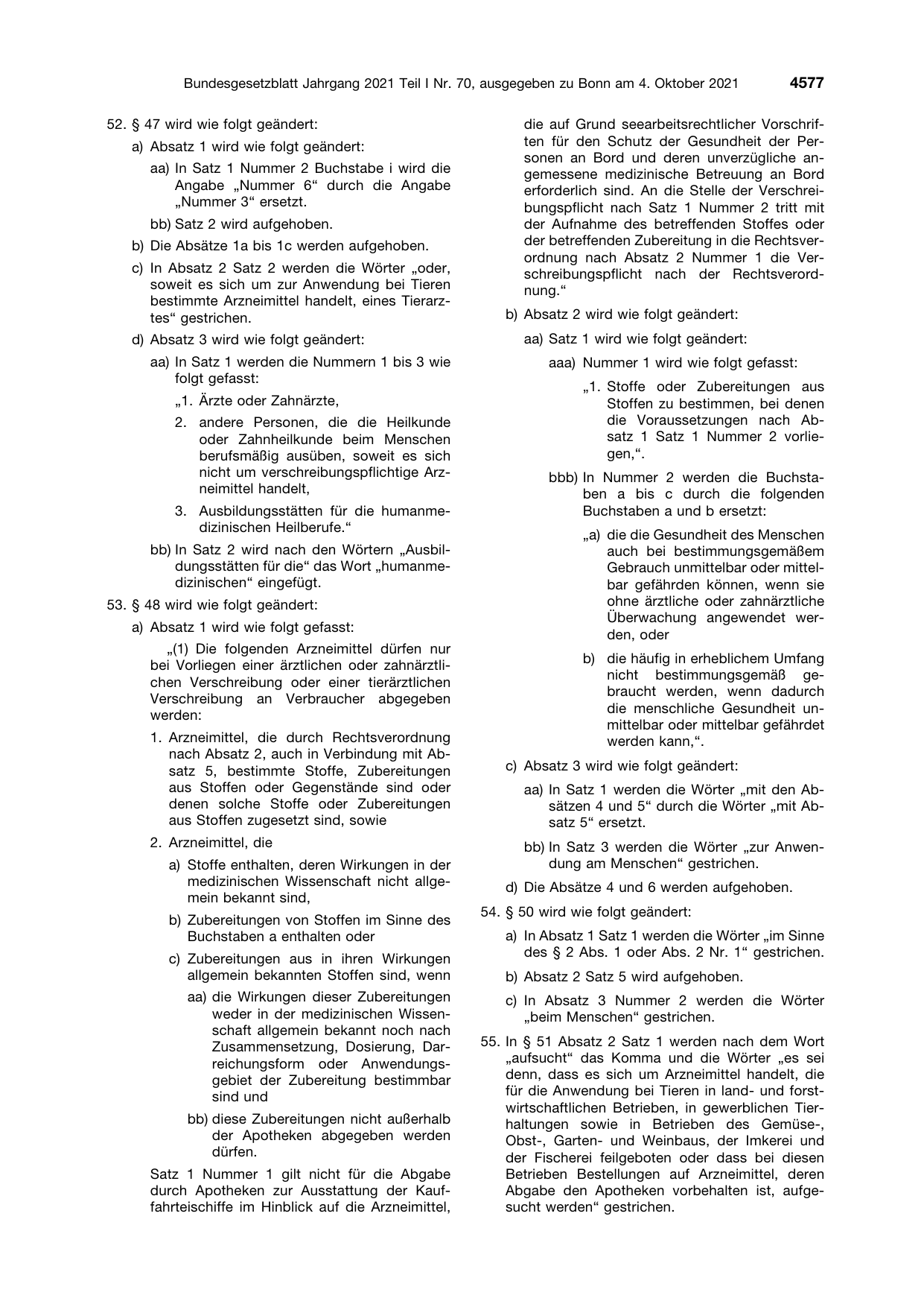 BGBl. 2021, Seite 4577 — Originalseite als Abbildung