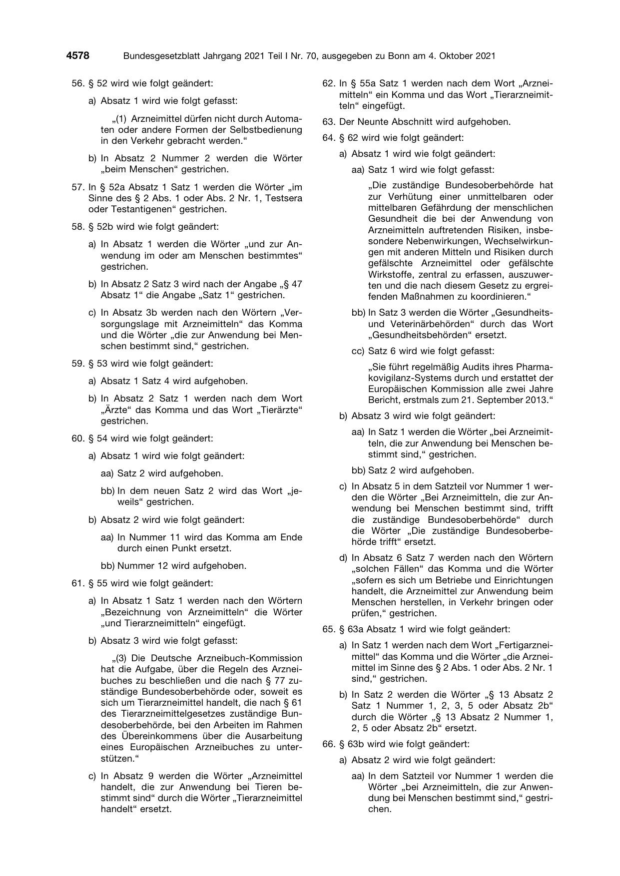 BGBl. 2021, Seite 4578 — Originalseite als Abbildung