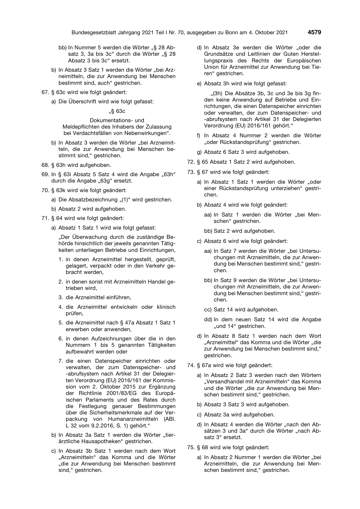 BGBl. 2021, Seite 4579 — Originalseite als Abbildung