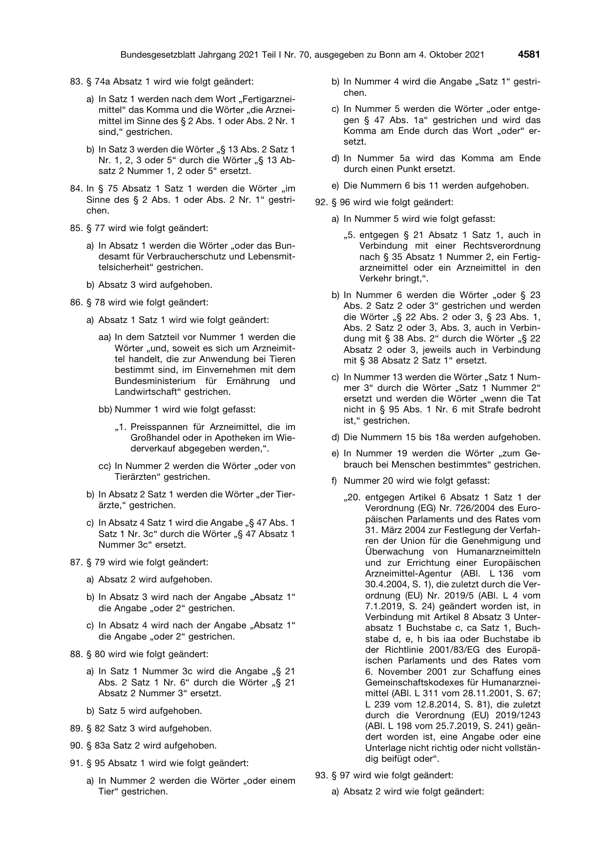 BGBl. 2021, Seite 4581 — Originalseite als Abbildung