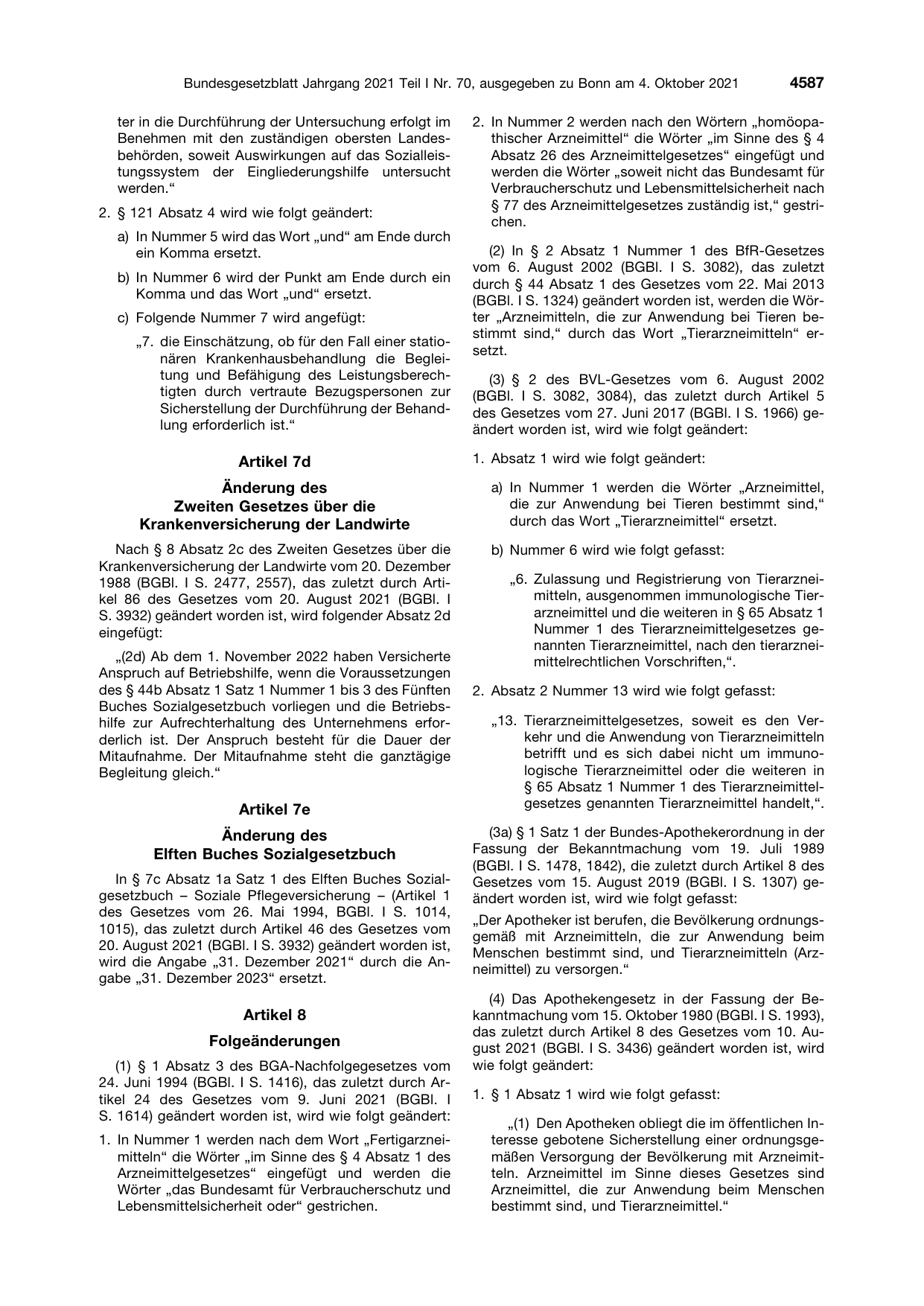 BGBl. 2021, Seite 4587 — Originalseite als Abbildung