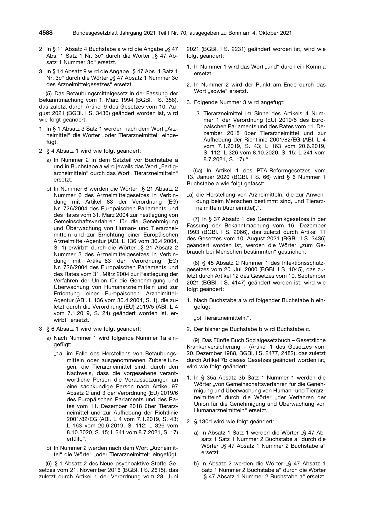 BGBl. 2021, Seite 4588 — Originalseite als Abbildung