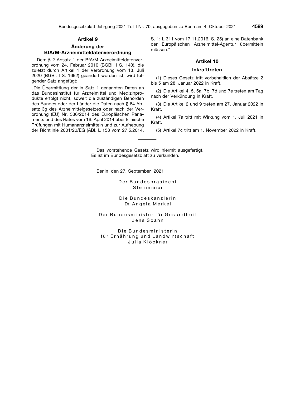 BGBl. 2021, Seite 4589 — Originalseite als Abbildung