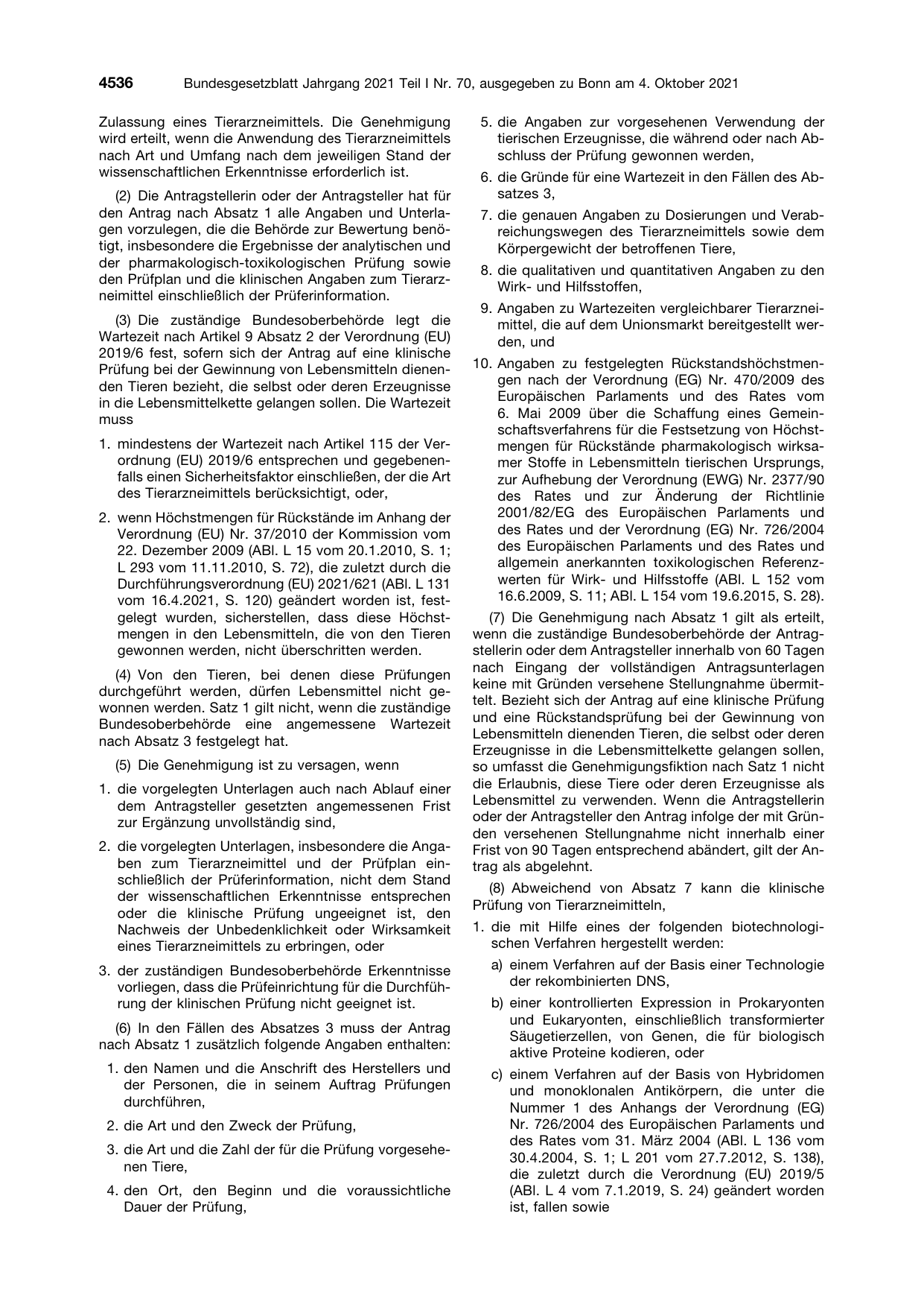 BGBl. 2021, Seite 4536 — Originalseite als Abbildung