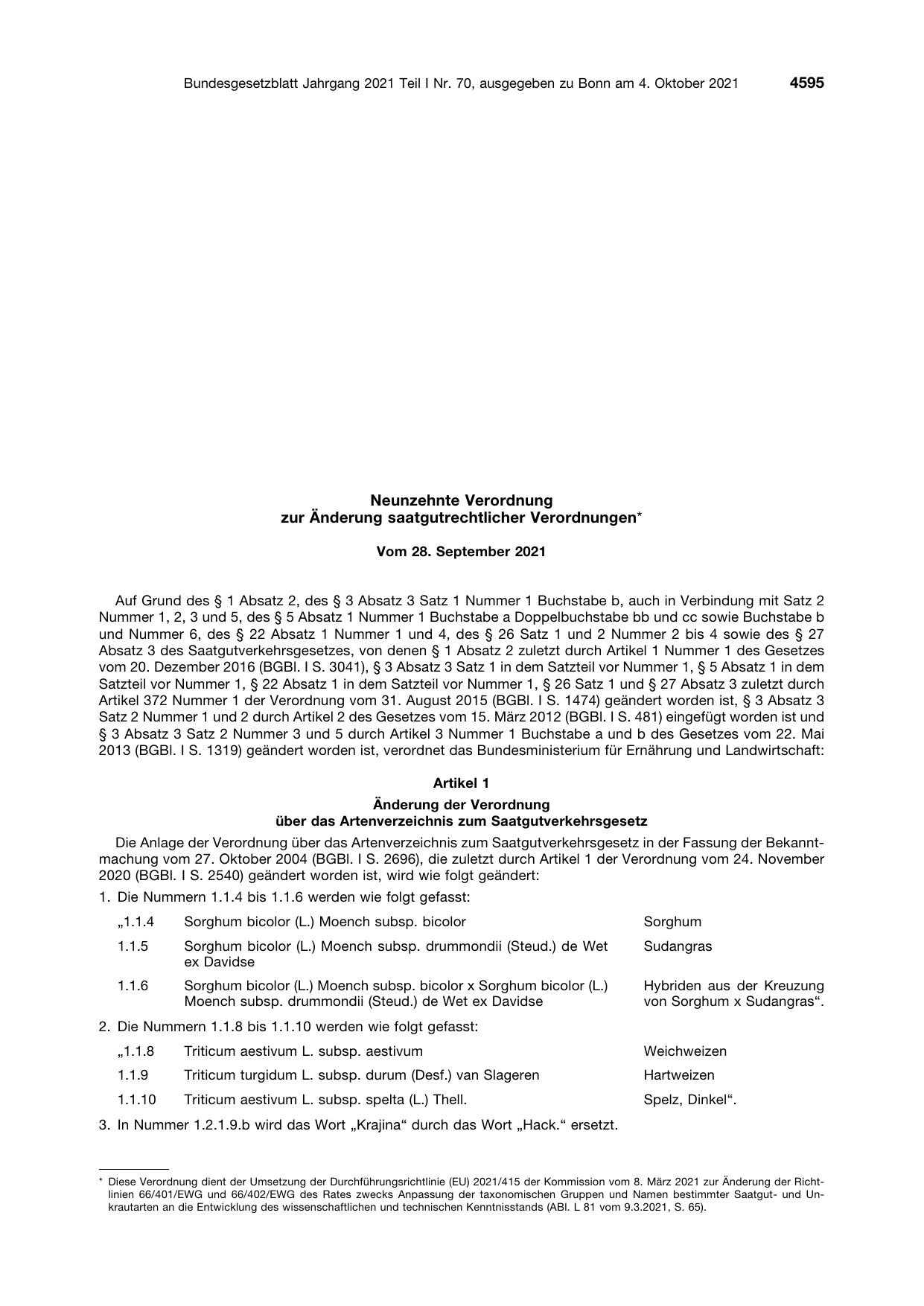 BGBl. 2021, Seite 4595 — Originalseite als Abbildung