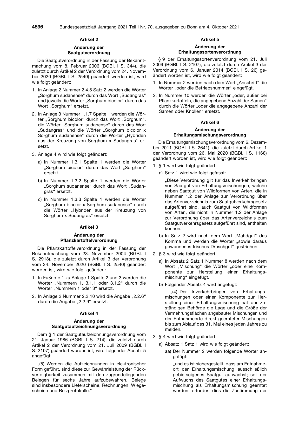 BGBl. 2021, Seite 4596 — Originalseite als Abbildung
