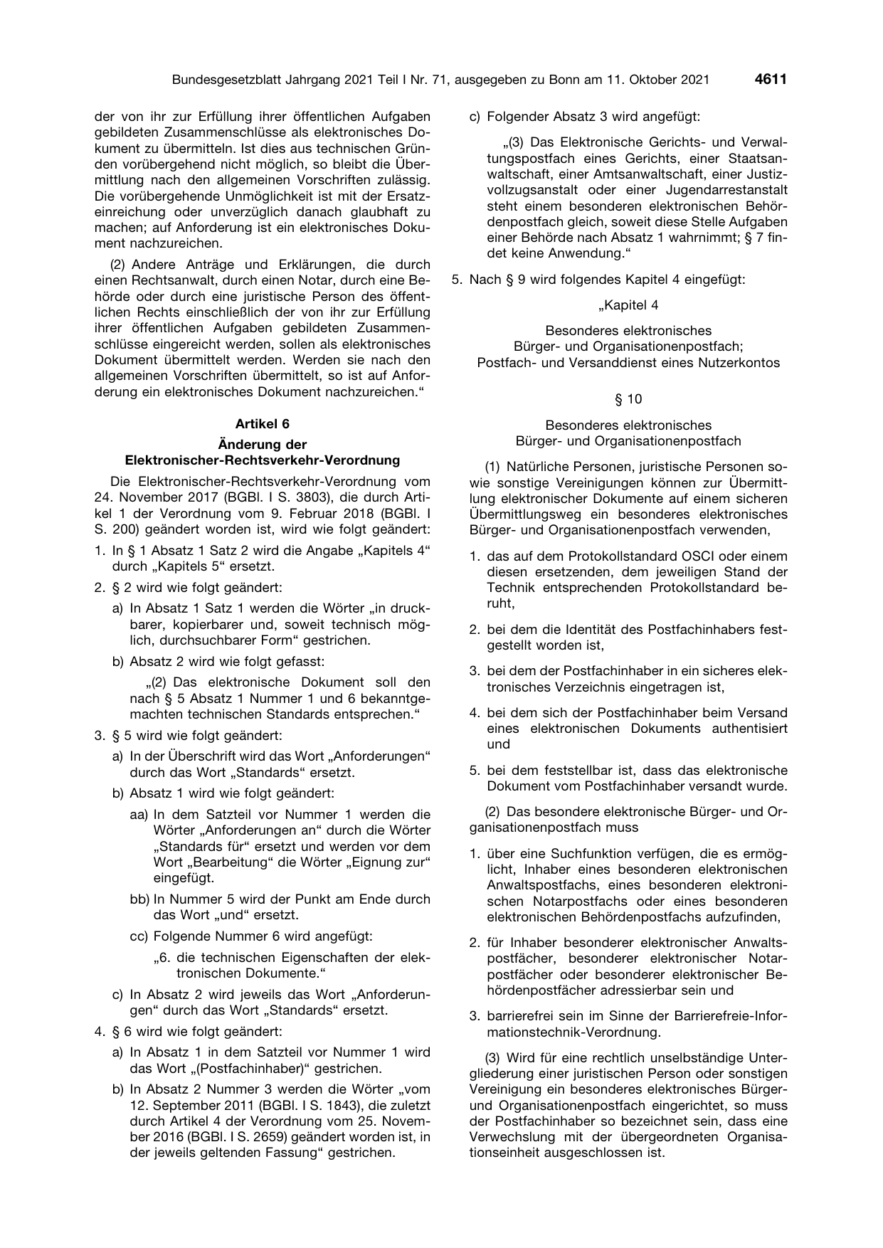 BGBl. 2021, Seite 4611 — Originalseite als Abbildung