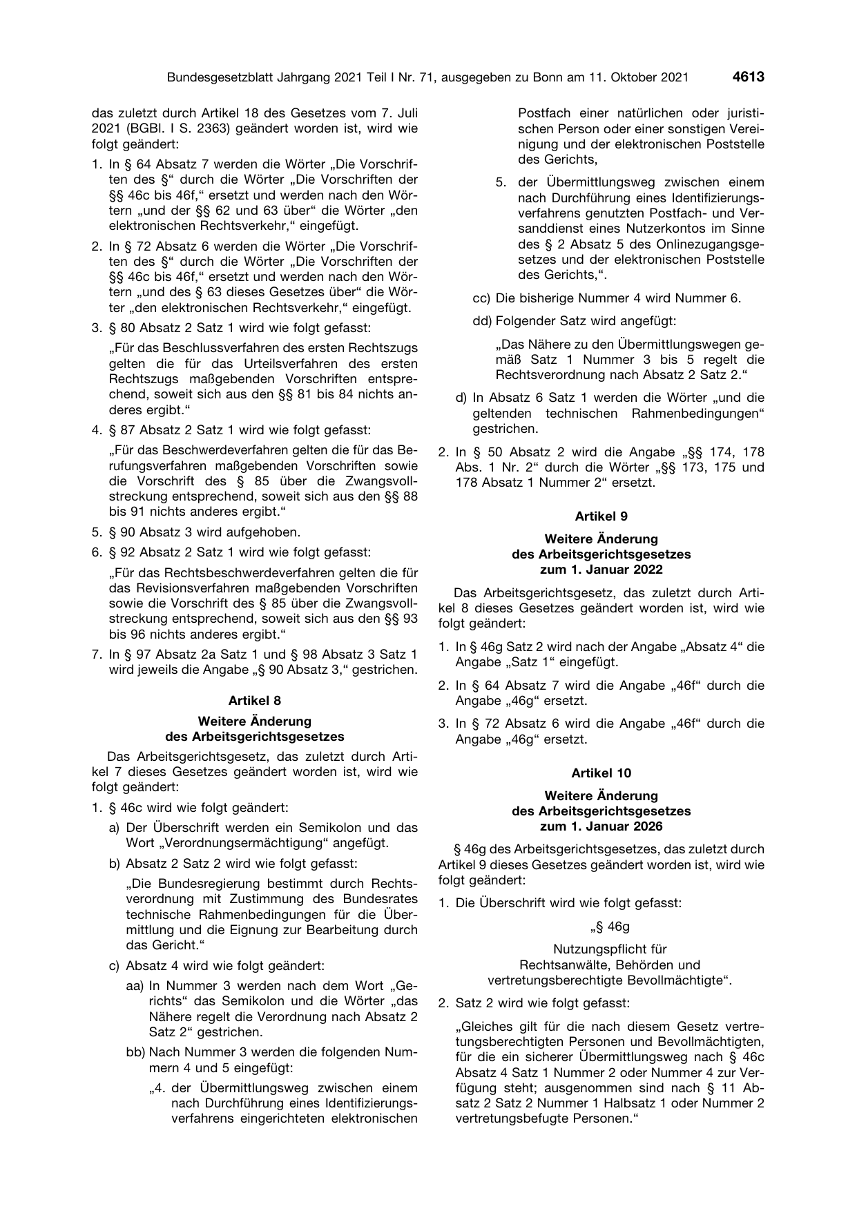 BGBl. 2021, Seite 4613 — Originalseite als Abbildung