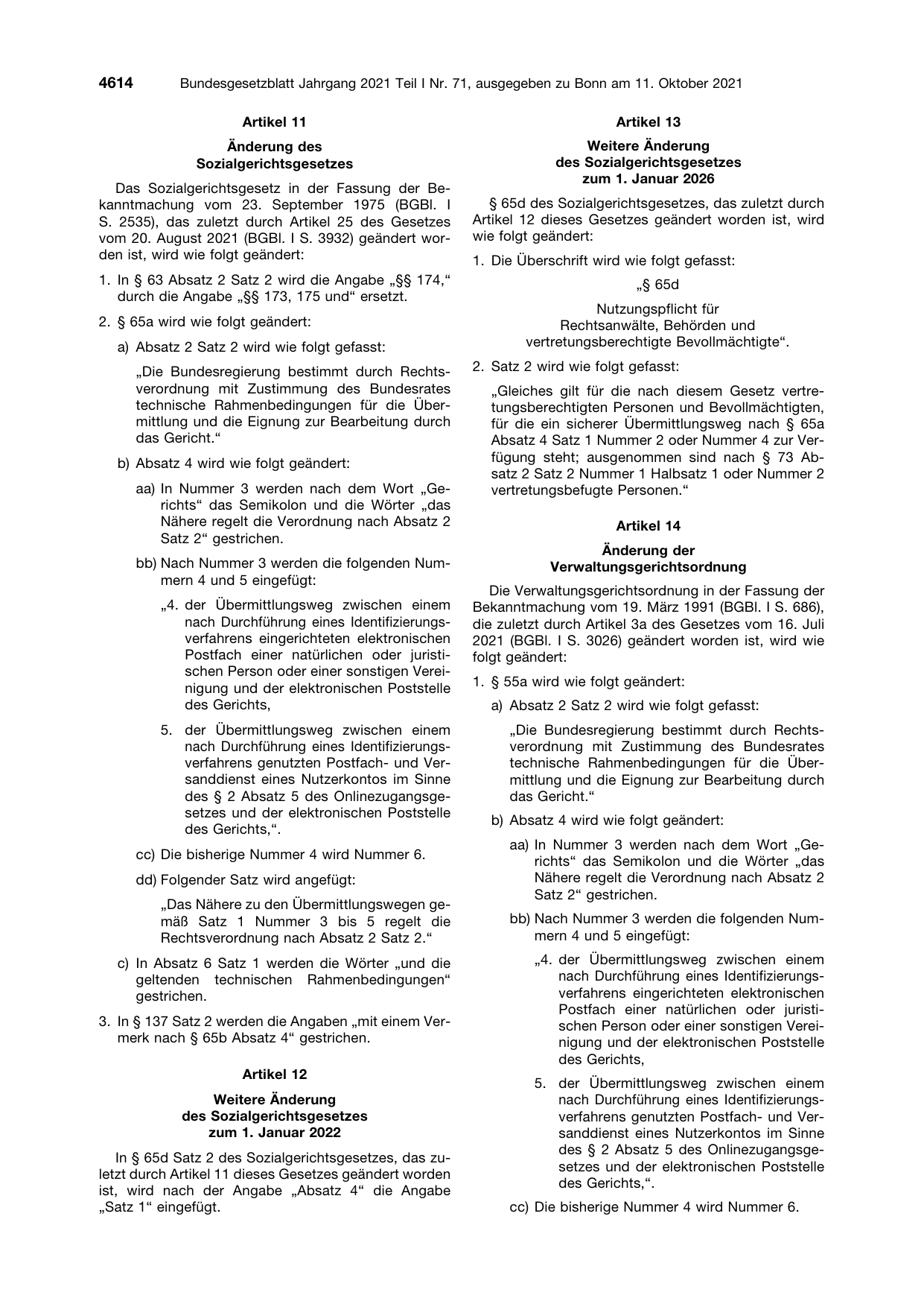 BGBl. 2021, Seite 4614 — Originalseite als Abbildung