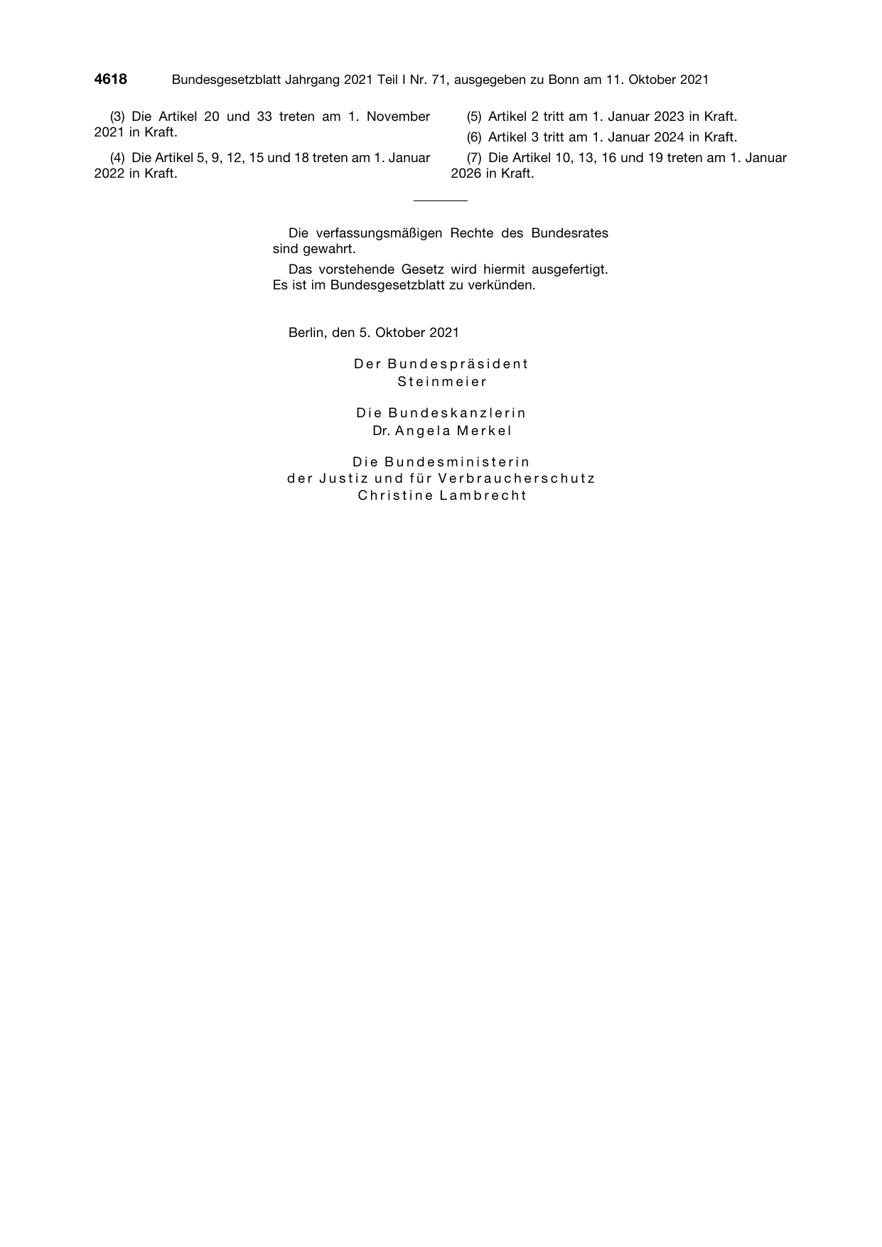 BGBl. 2021, Seite 4618 — Originalseite als Abbildung