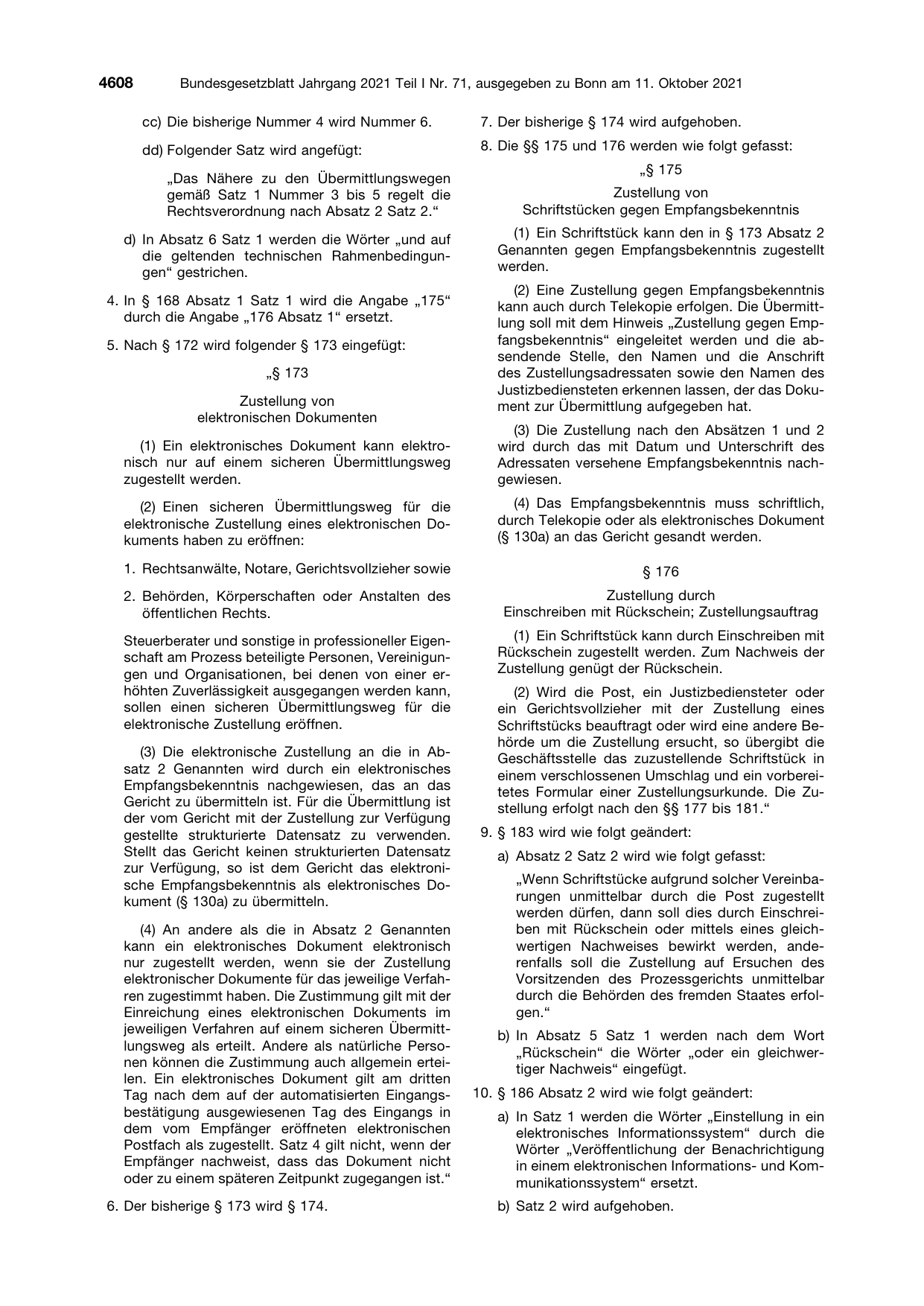 BGBl. 2021, Seite 4608 — Originalseite als Abbildung