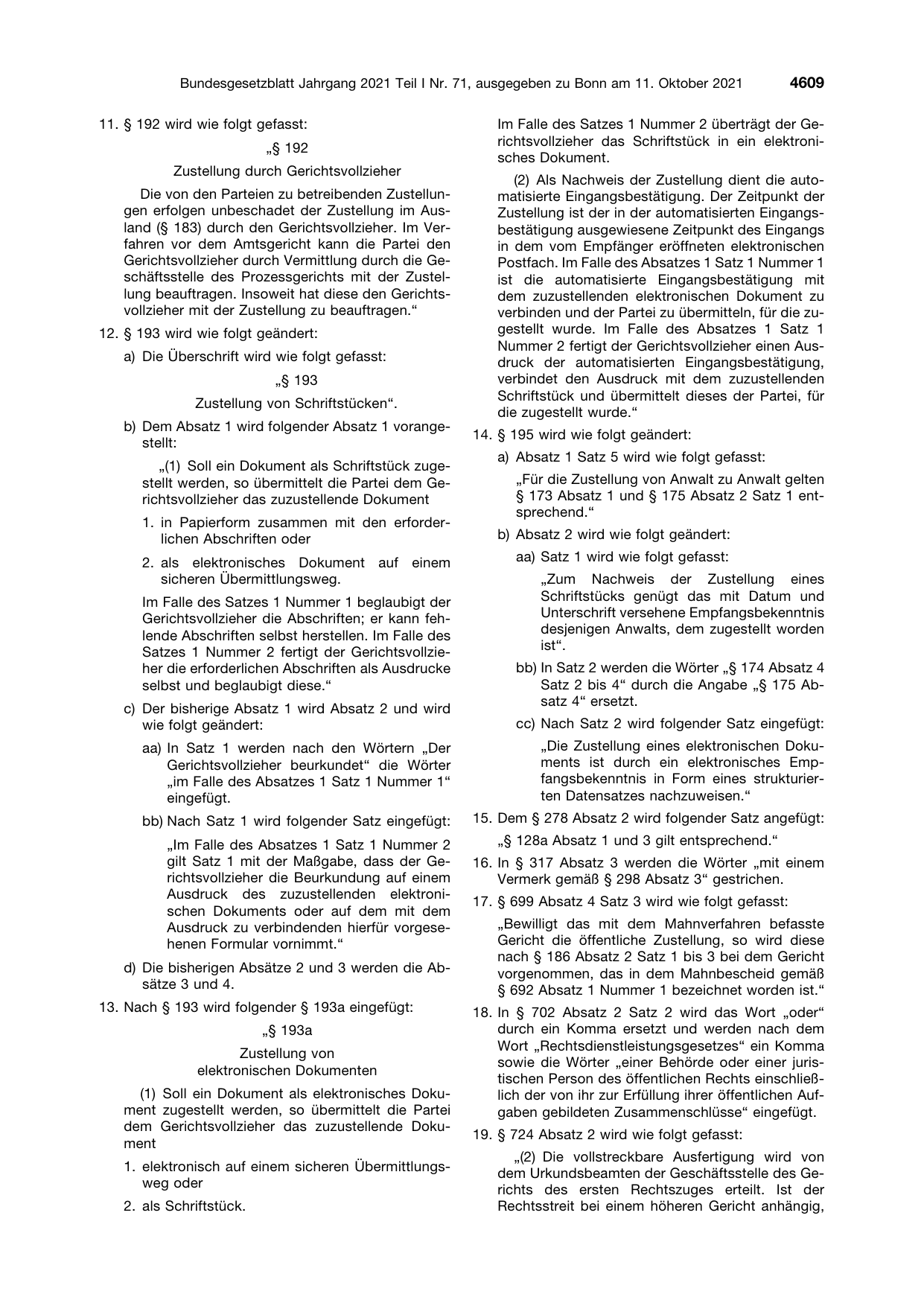 BGBl. 2021, Seite 4609 — Originalseite als Abbildung