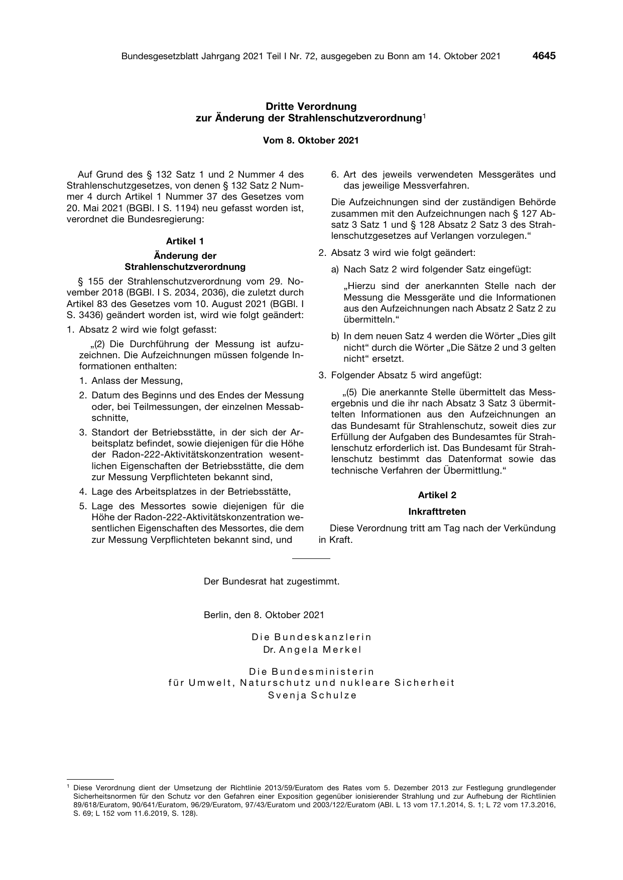 BGBl. 2021, Seite 4645 — Originalseite als Abbildung