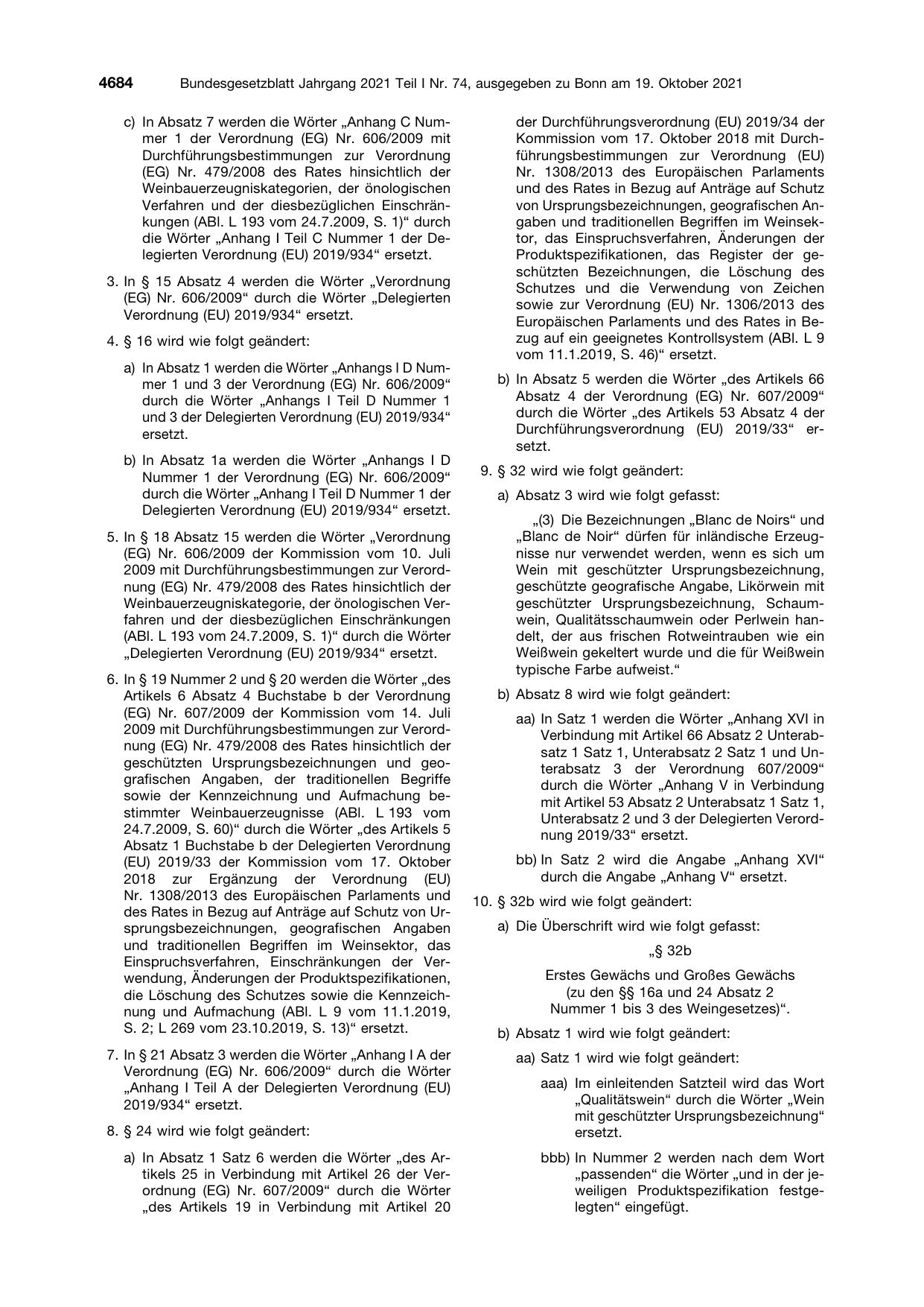 BGBl. 2021, Seite 4684 — Originalseite als Abbildung