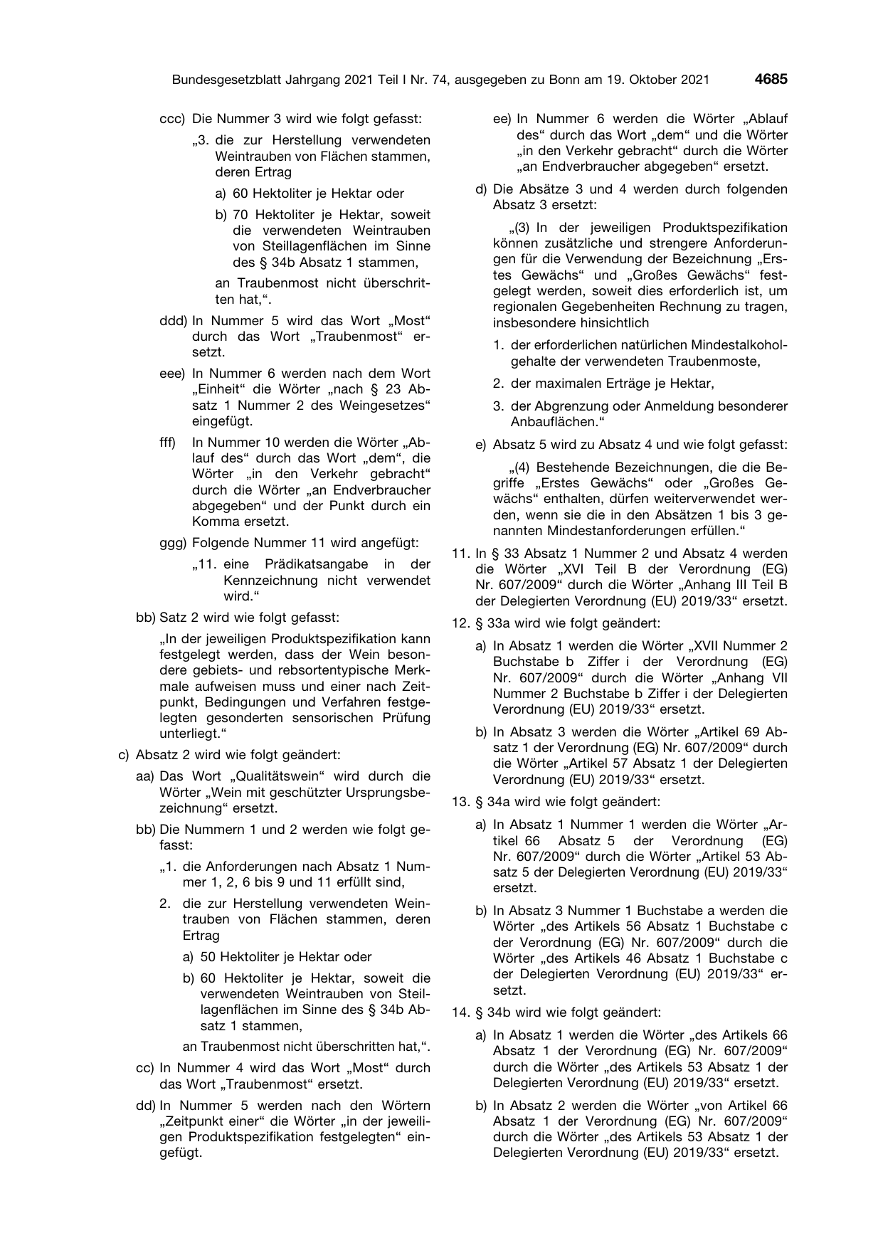 BGBl. 2021, Seite 4685 — Originalseite als Abbildung