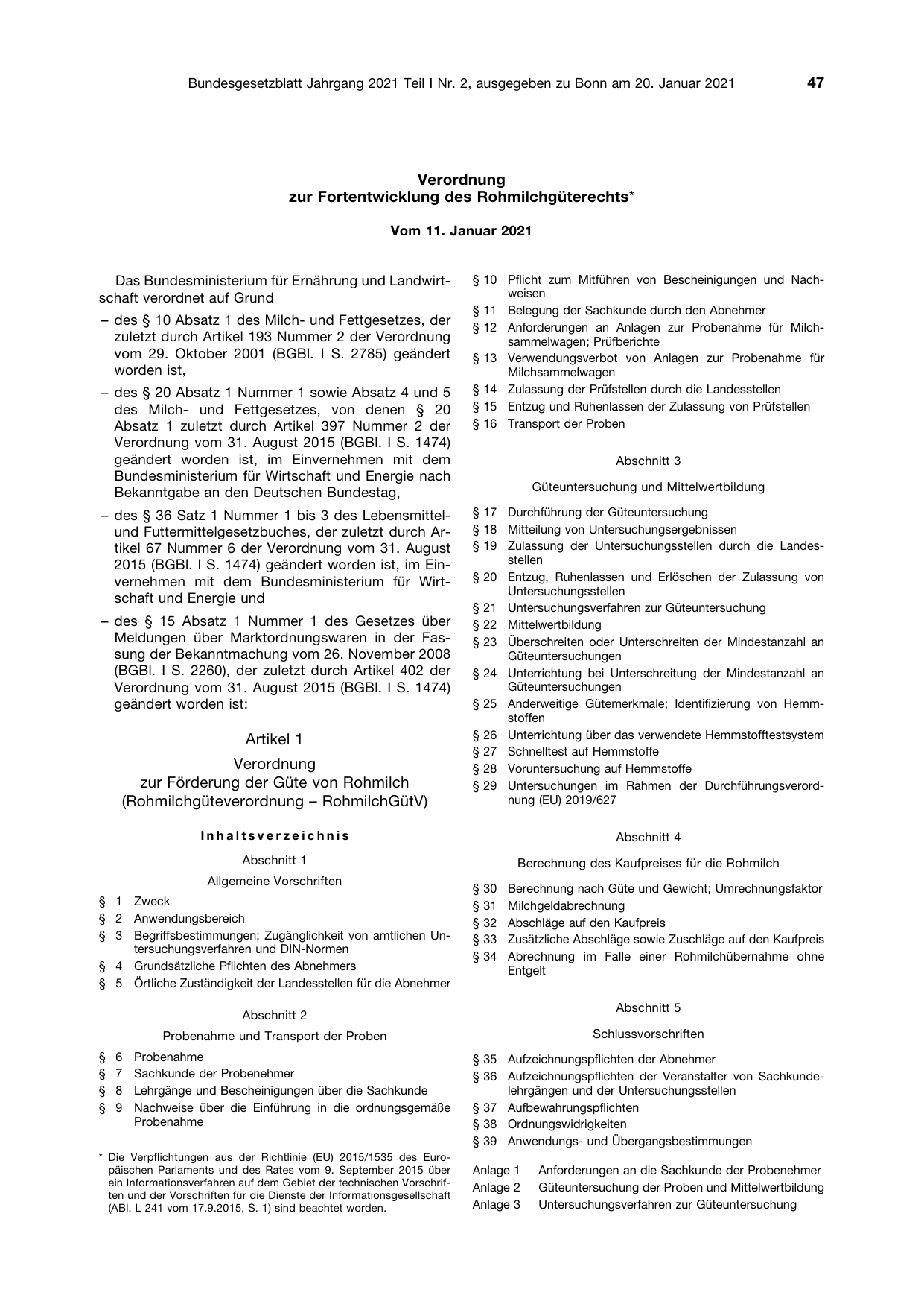 BGBl. 2021, Seite 47 — Originalseite als Abbildung