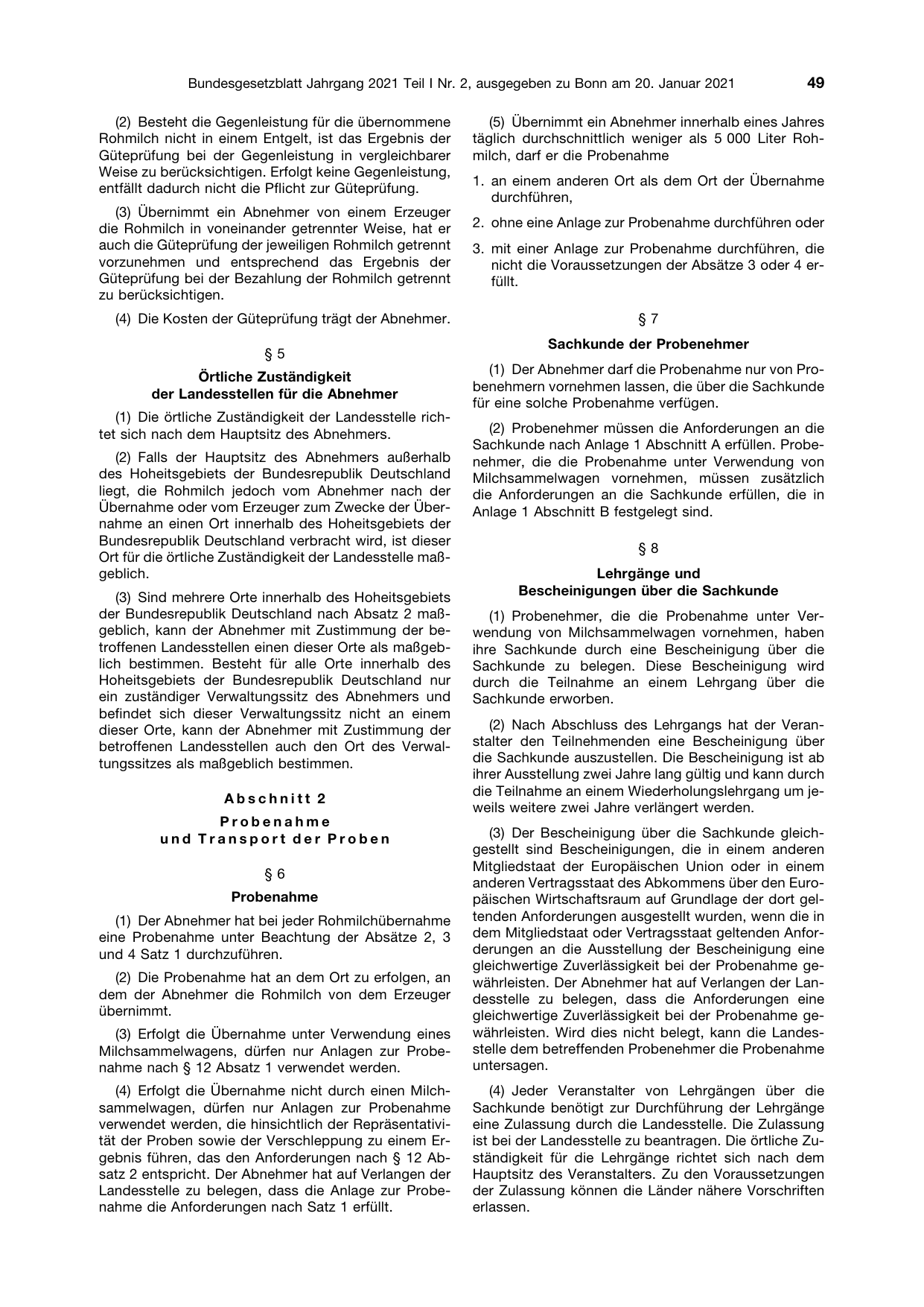 BGBl. 2021, Seite 49 — Originalseite als Abbildung