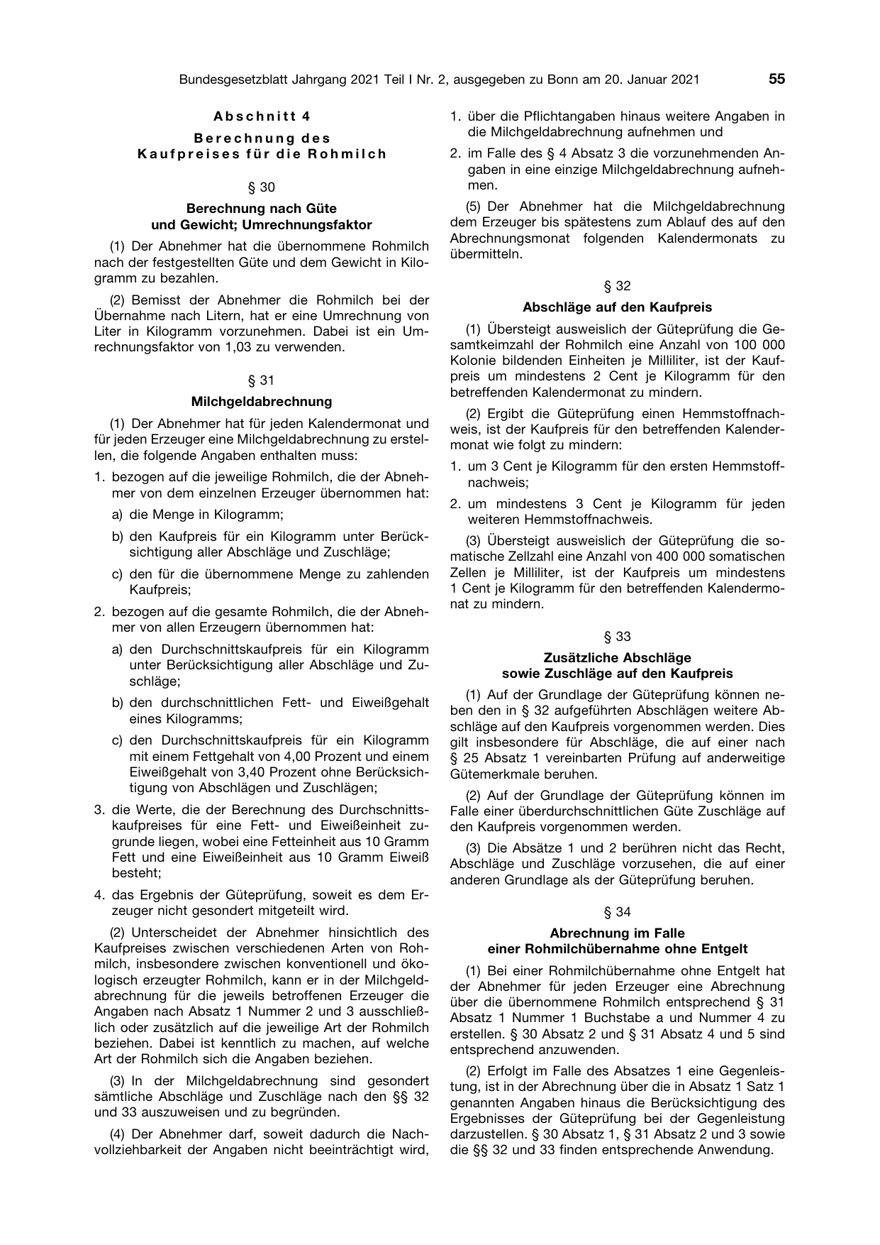 BGBl. 2021, Seite 55 — Originalseite als Abbildung
